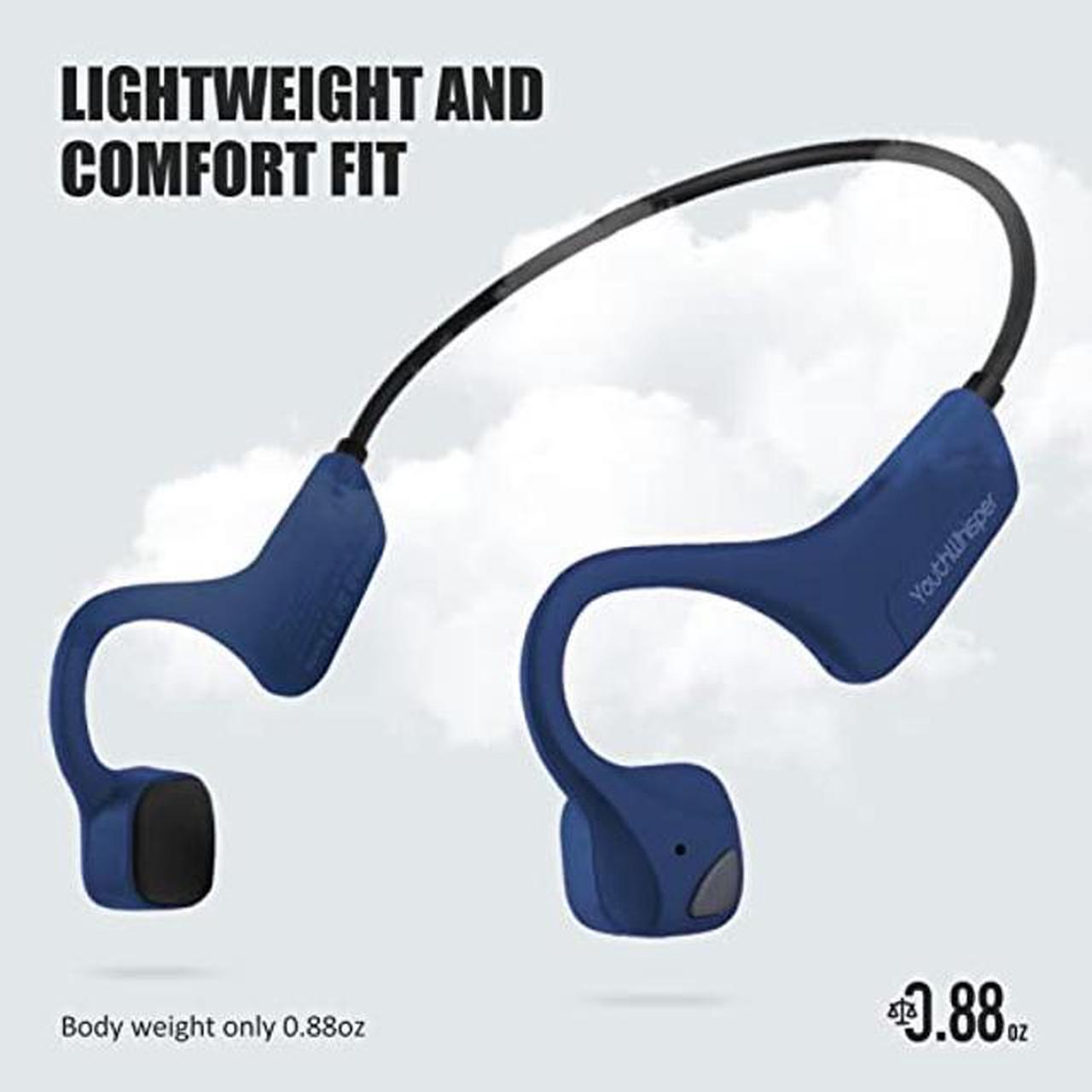 Alt view image 2 of 5 - YouthWhisper Bone Conduction Headphones Bluetooth - Open-Ear Wireless Headset with Mic, Sweat Resistant Lightweight Earbuds for Runnig Workout Fitness Walking Podcasts