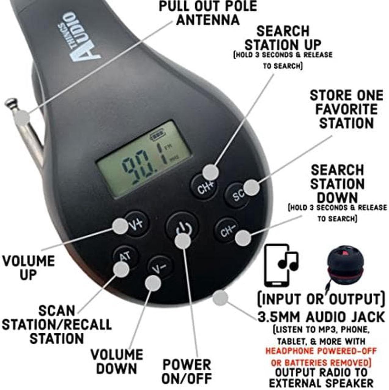 Alt view image 4 of 4 - THINGS AUDIO Digital FM Radio Stereo Headphones, Pull Out Antenna for Great Reception - Black