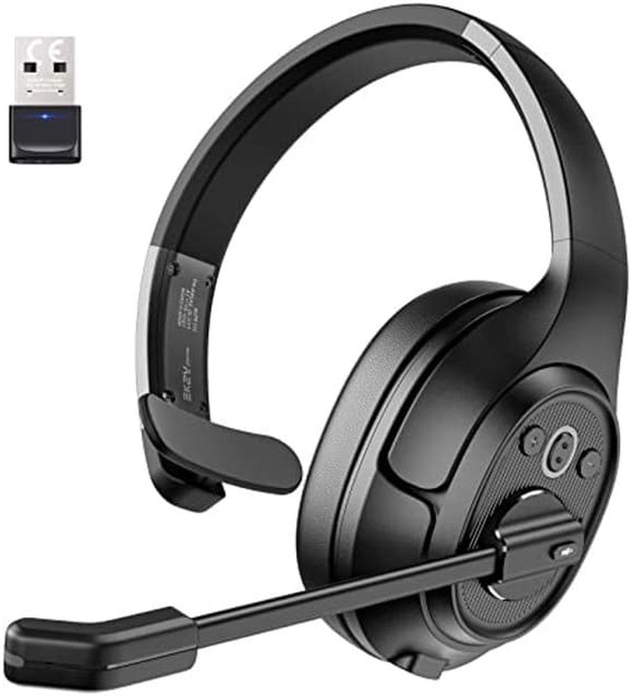 Main image of Trucker Bluetooth Headset, Wireless Headphones with USB Dongle for PC, AI-Powered Environmental Noise Cancelling Microphone (ENC), 99ft Long Wireless Range, 57Hrs On-Ear Trucker Headsets