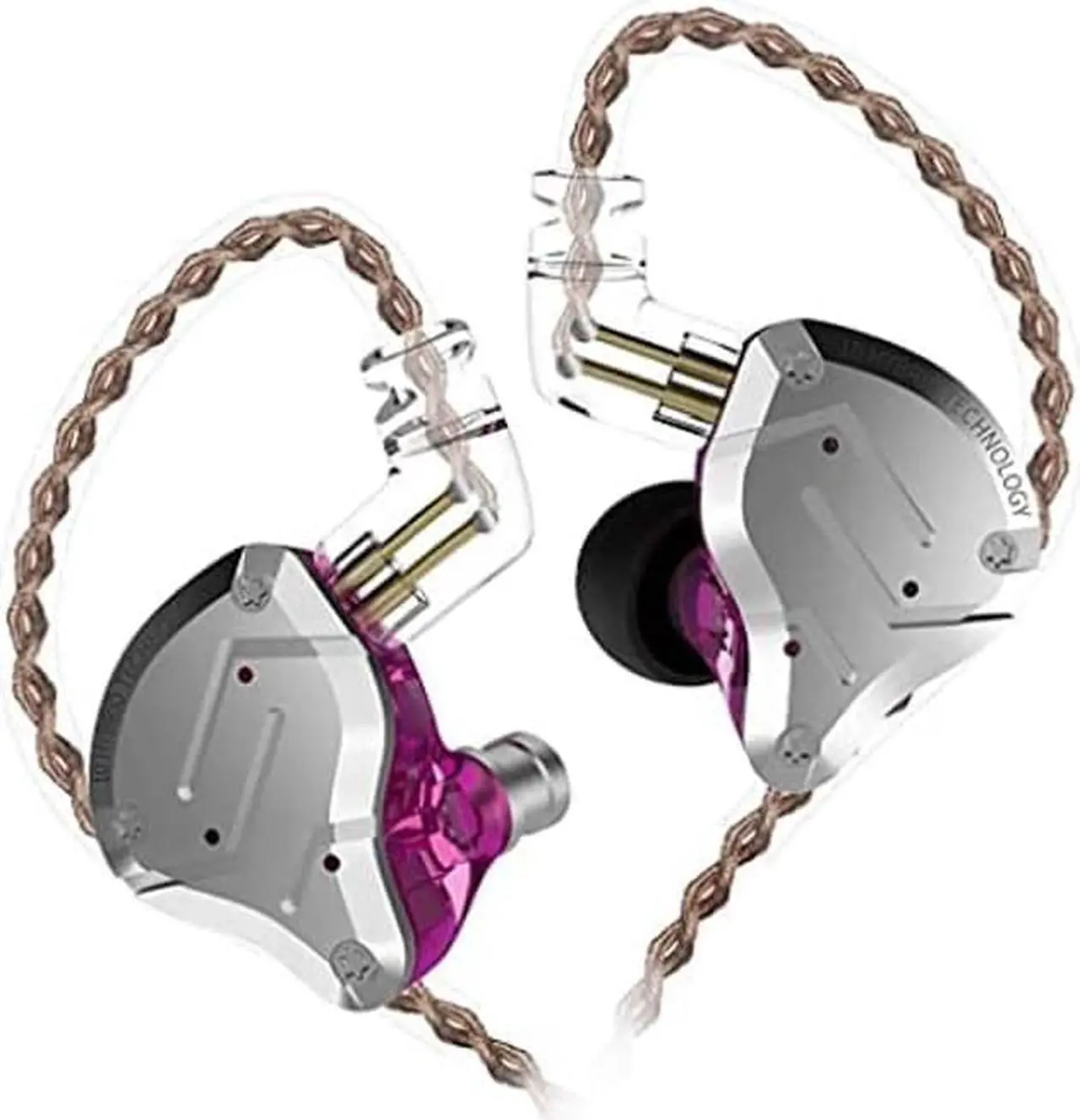 Main image of Keephifi KZ ZS10 Pro in Ear Monitors, 4BA+1DD in-Ear HiFi Metal Earphones with Stainless Steel Faceplate IEM Earphones, 2 Pin Detachable Cable for Musicians,Durmmers,Singers (Purple, No Mic)