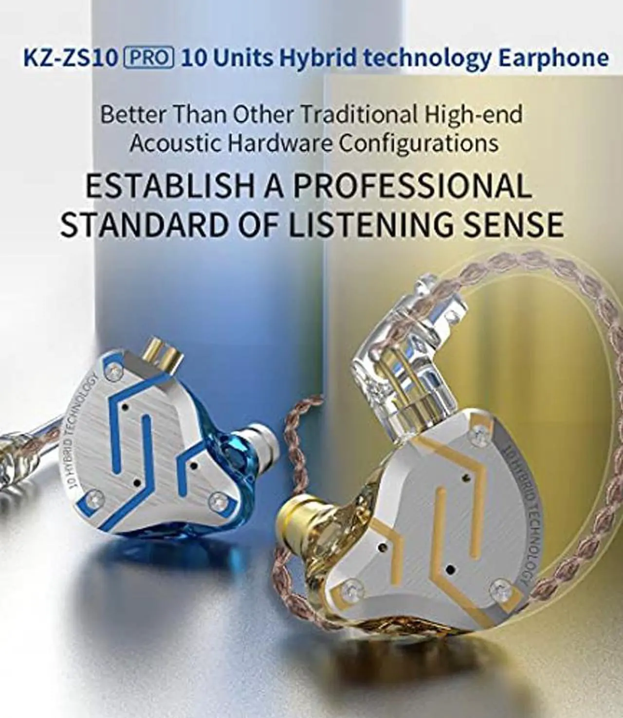 Alt view image 2 of 5 - Keephifi KZ ZS10 Pro in Ear Monitors, 4BA+1DD in-Ear HiFi Metal Earphones with Stainless Steel Faceplate IEM Earphones, 2 Pin Detachable Cable for Musicians,Durmmers,Singers (Purple, No Mic)