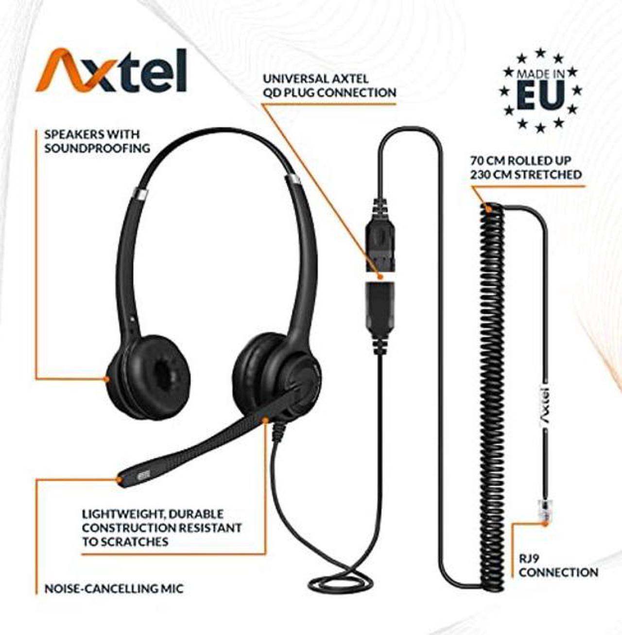 Alt view image 2 of 5 - Axtel Bundle Elite HDvoice Duo NC with AXC-01 Cable | Noise Cancellation - Compatible with Avaya 2400/4600 Series, Mitel 6800 Series, NEC DTL/ITL Series, Nortel
