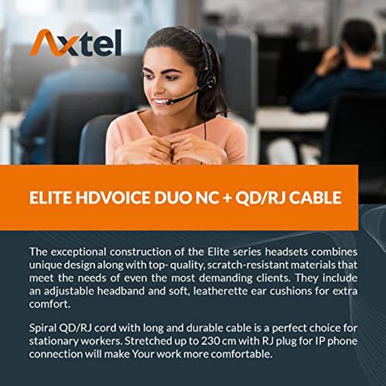 Alt view image 3 of 5 - Axtel Bundle Elite HDvoice Duo NC with AXC-01 Cable | Noise Cancellation - Compatible with Avaya 2400/4600 Series, Mitel 6800 Series, NEC DTL/ITL Series, Nortel