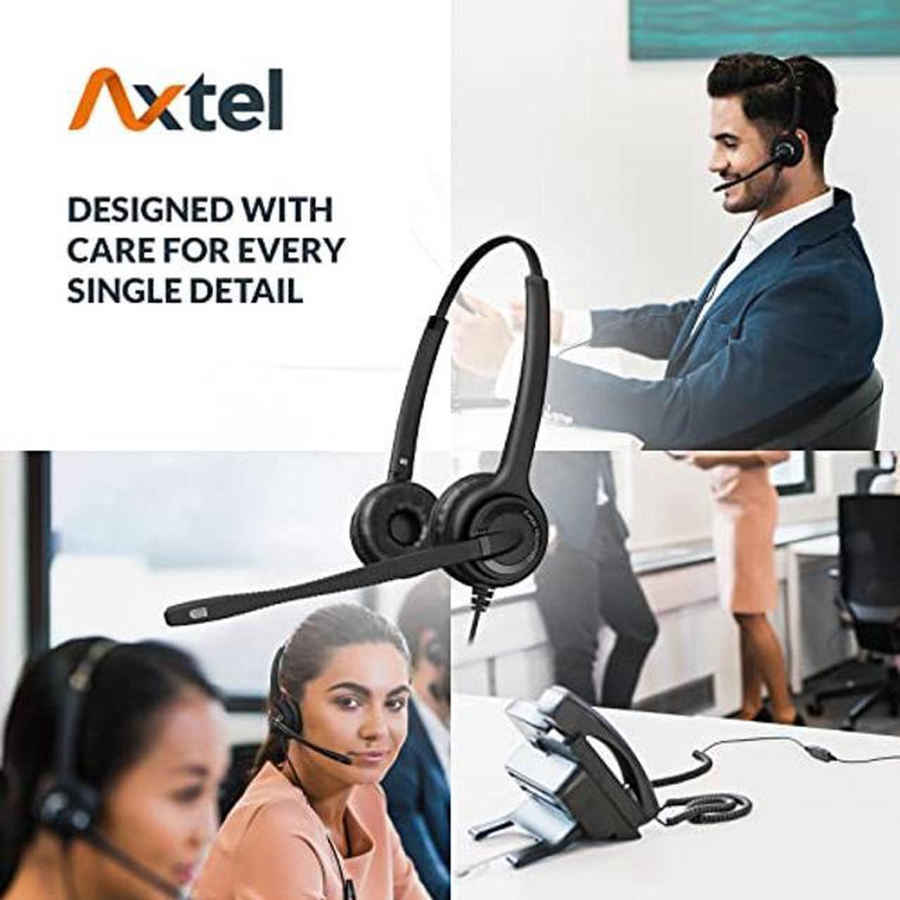 Alt view image 5 of 5 - Axtel Bundle Elite HDvoice Duo NC with AXC-01 Cable | Noise Cancellation - Compatible with Avaya 2400/4600 Series, Mitel 6800 Series, NEC DTL/ITL Series, Nortel