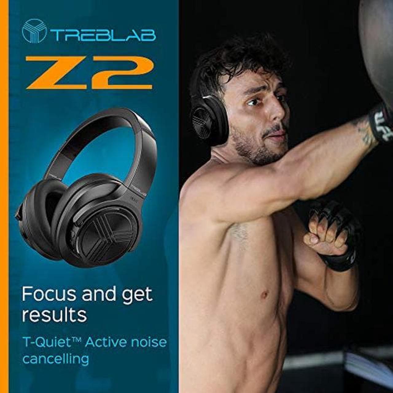 Alt view image 5 of 5 - TREBLAB Z2 - Bluetooth Headphones Over Ear | 35H Battery Life | Active Noise Cancelling Headphones with Microphone | Wireless Headphones for Work, Travel, TV, PC, Phone Calls (Black)