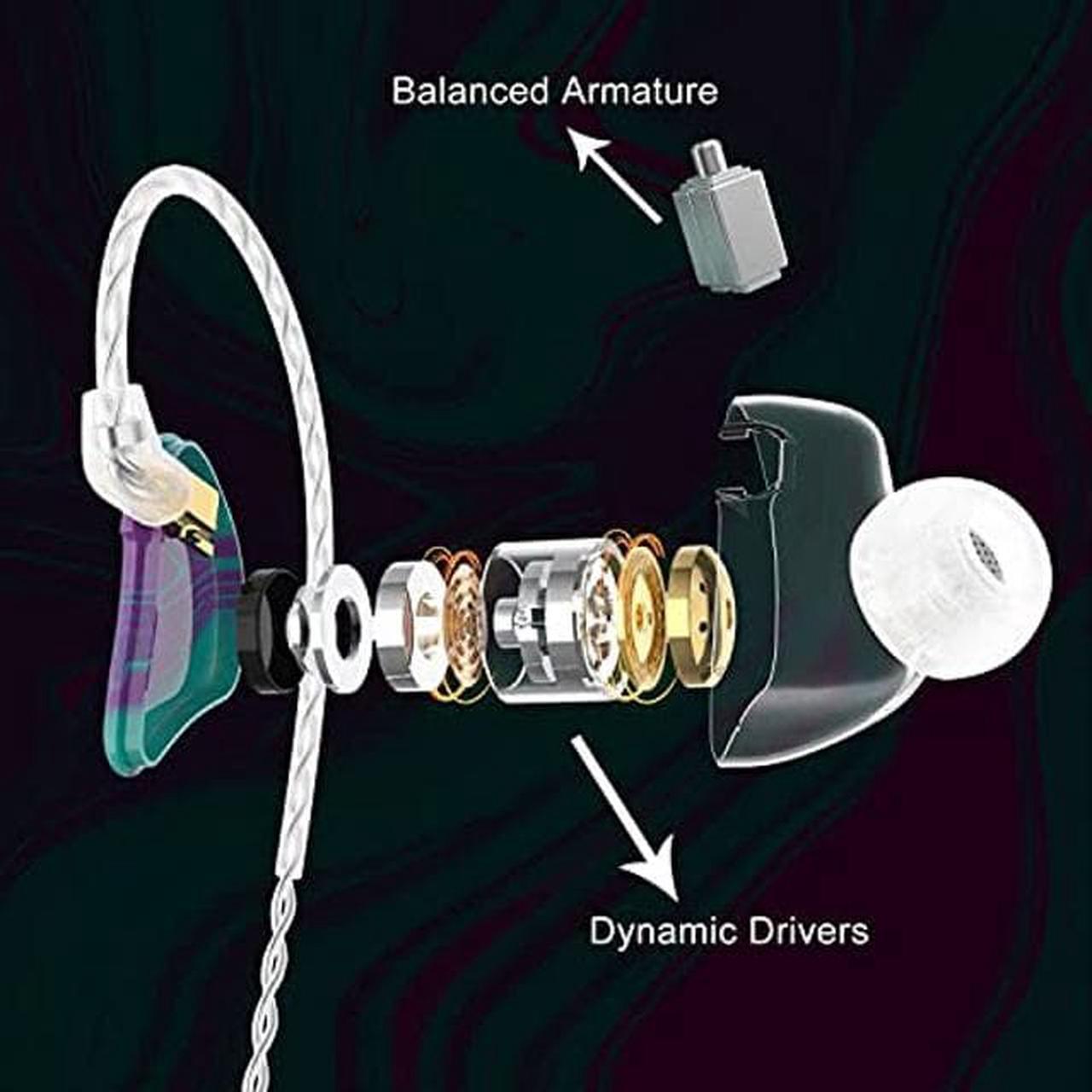 Alt view image 2 of 5 - BASN MMCX Triple Driver in-Ear Monitors with Rich Bass, HiFi Stereo IEM Earphones with Upgraded Detachable Cables for Audiophiles Musicians (Purple Aurora)
