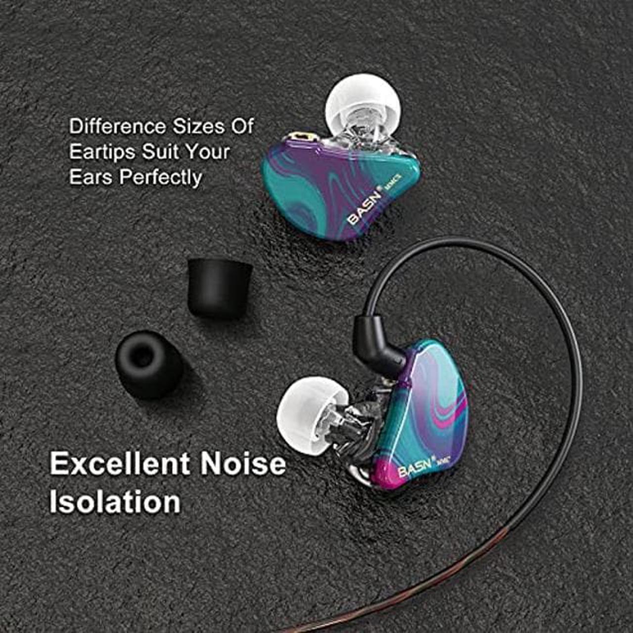 Alt view image 3 of 5 - BASN MMCX Triple Driver in-Ear Monitors with Rich Bass, HiFi Stereo IEM Earphones with Upgraded Detachable Cables for Audiophiles Musicians (Purple Aurora)