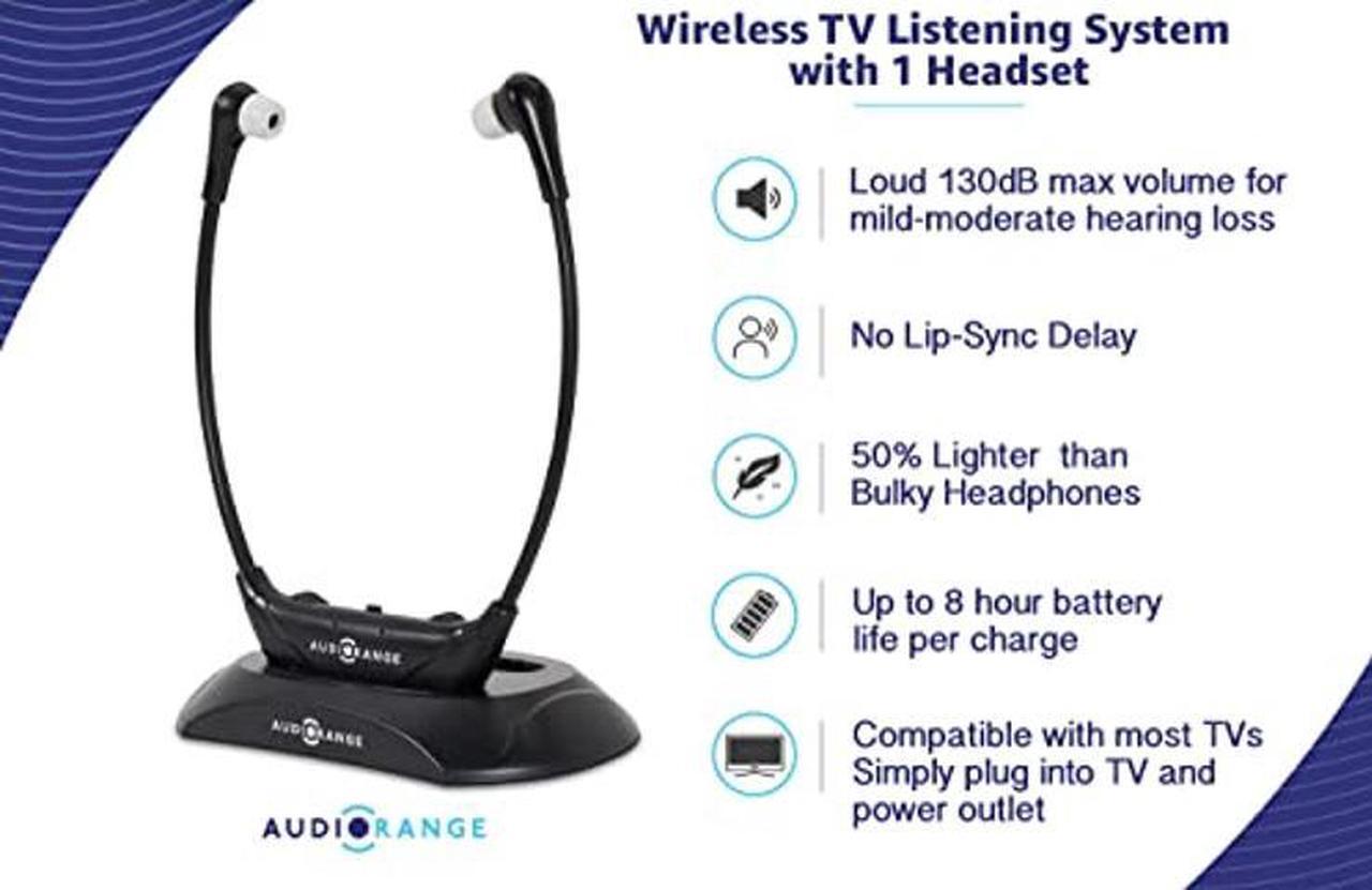 Alt view image 4 of 5 - AudioRange [(New Model)]  Seniors & Hard of Hearing | Wireless TV Headset Delay-Free, Lightweight, Comfortable, Rechargeable in-Ear Headphones for TV Watching, Television Amplifier, RF Headphones
