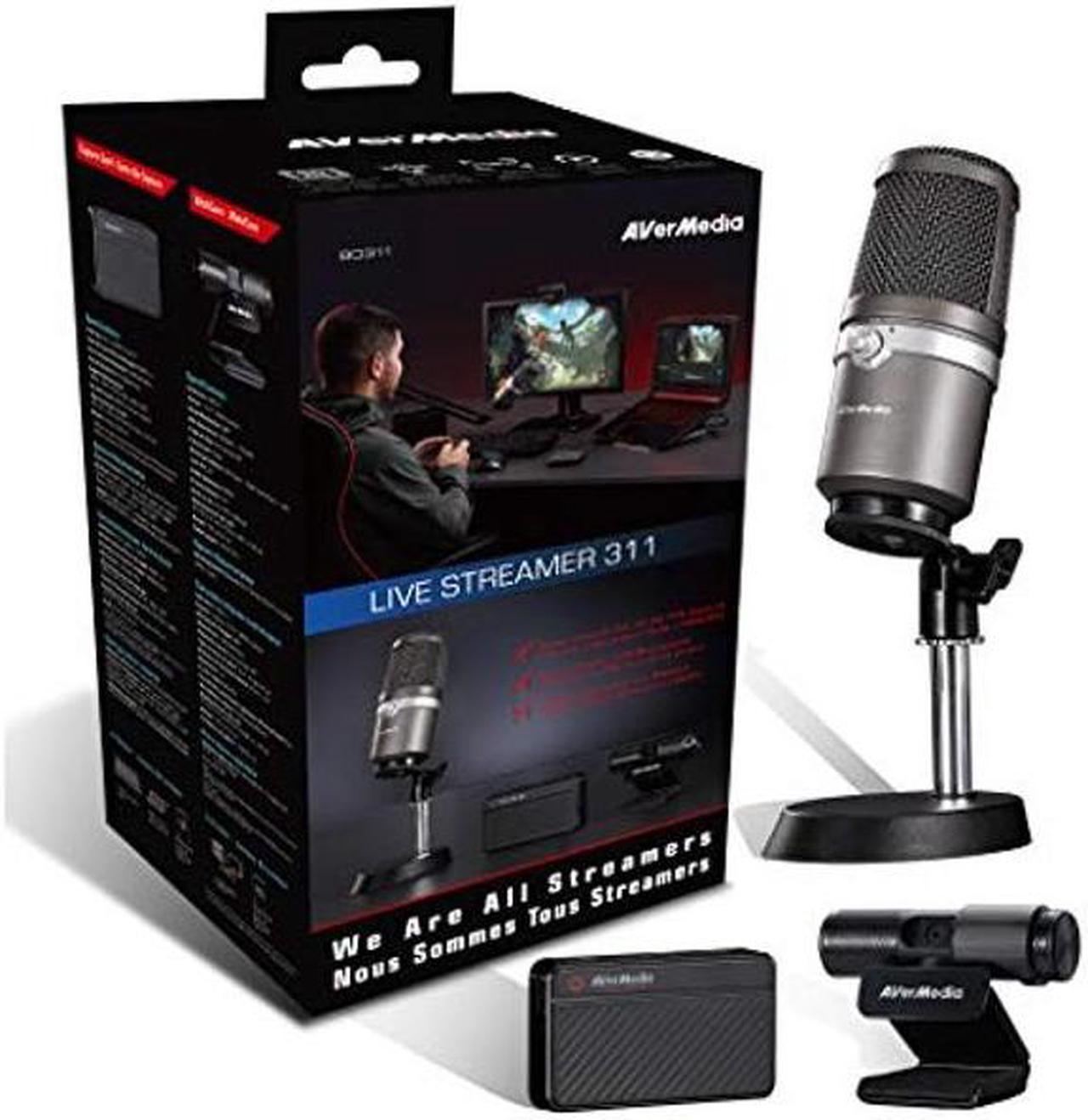 AVerMedia Live Streamer Bundle with Capture Card, 1080p Webcam and USB Microphone Background Voice Removal. for Twitch, Mixer, YouTube (BO311)