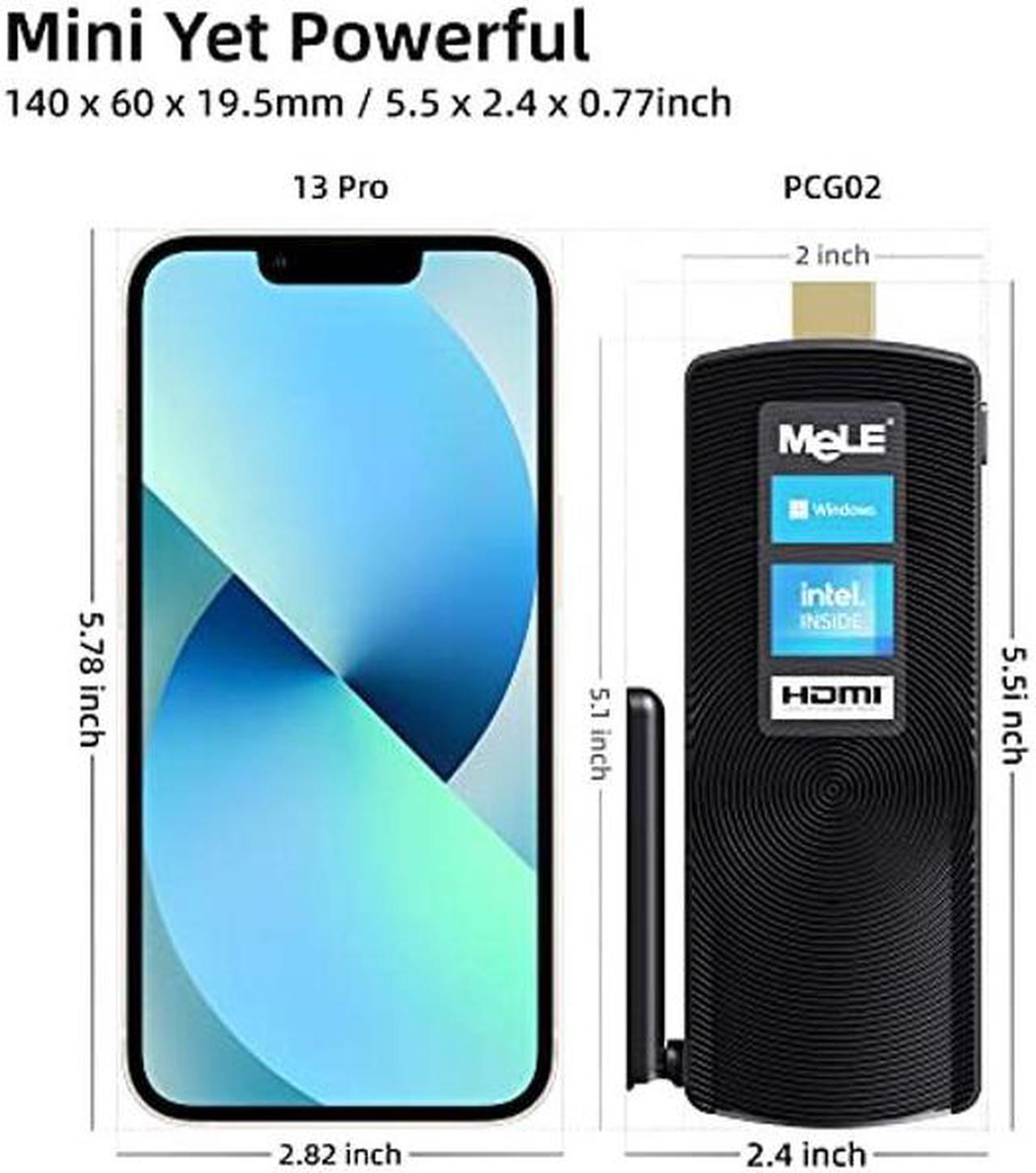 Alt view image 2 of 4 - MeLE PCG02 Fanless Mini PC Stick Windows 11 Pro Celeron J4125 8GB 128GB Micro Desktop Computer Stick Support HDMI 4K 60Hz Wi-Fi5 Gigabit Ethernet BT4.2 on Business Office Industrial IOT Media Home