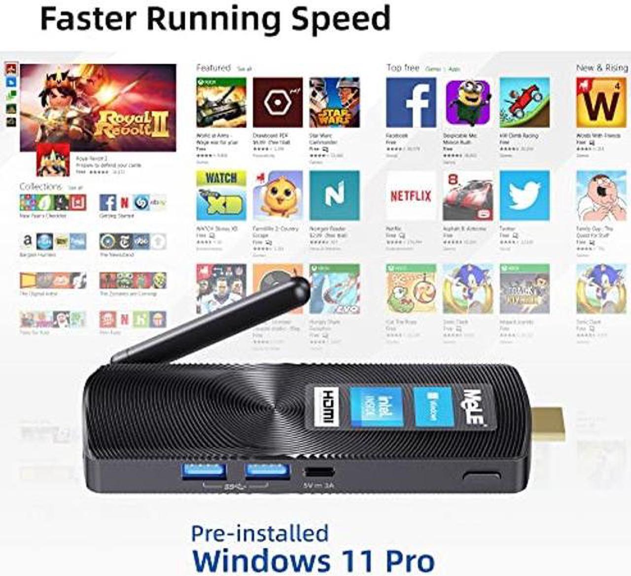 Alt view image 3 of 4 - MeLE PCG02 Fanless Mini PC Stick Windows 11 Pro Celeron J4125 8GB 128GB Micro Desktop Computer Stick Support HDMI 4K 60Hz Wi-Fi5 Gigabit Ethernet BT4.2 on Business Office Industrial IOT Media Home