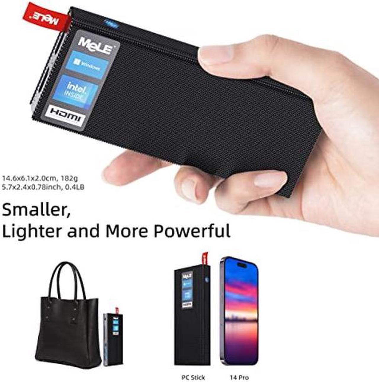Alt view image 5 of 5 - MeLE PCG02 Pro Fanless Mini PC Stick J4125 8GB/128GB Windows 11 Pro Micro Computer Stick Dual HDMI 4K Wi-Fi5 Gigabit Ethernet BT4.2 Support SSD,USB PD3.0 on Business Office Industrial IOT Media Home