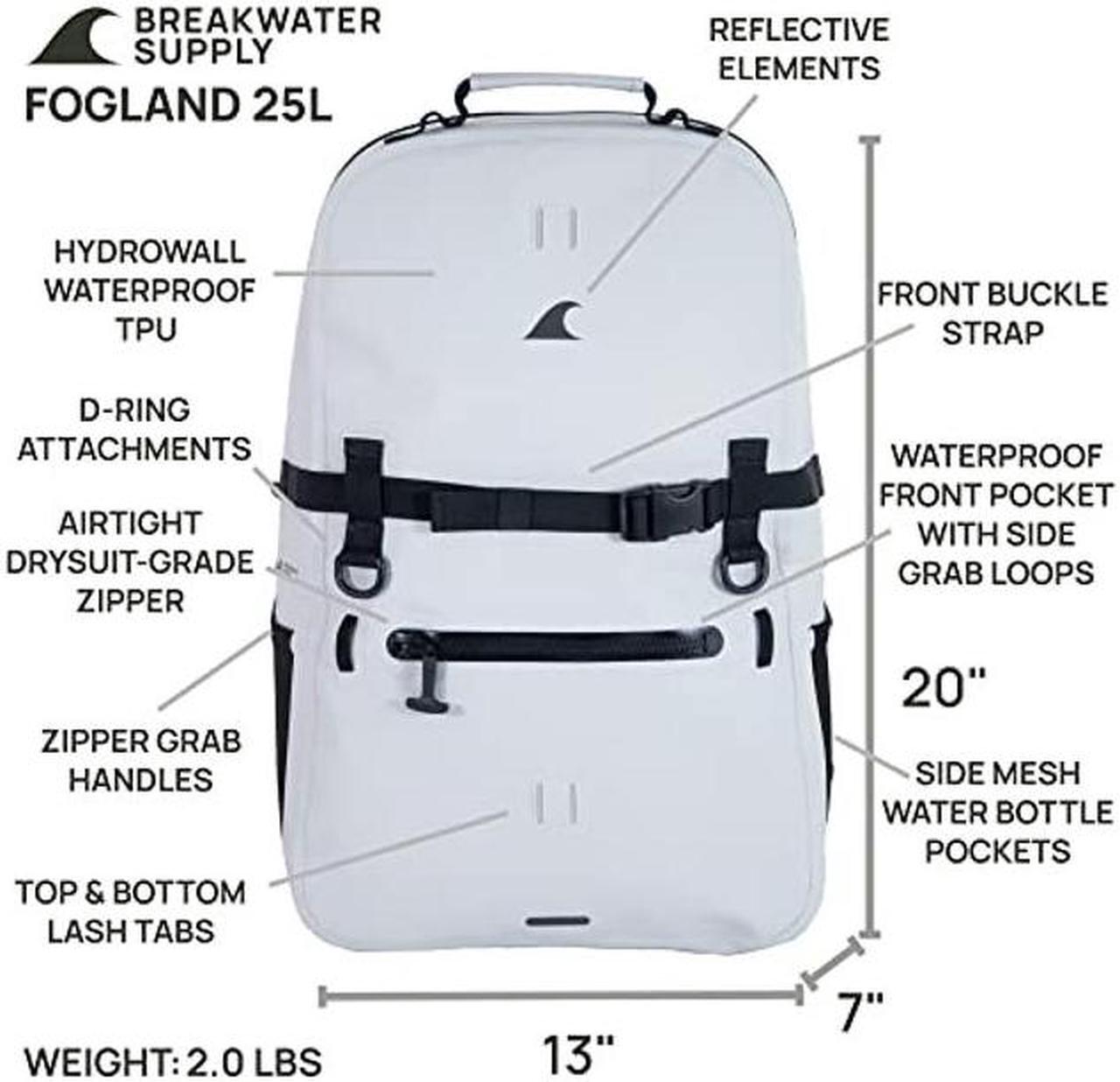 Alt view image 4 of 5 - Breakwater Supply(tm) Fogland Waterproof Submersible Backpack with Laptop Sleeve & Airtight Zippers for Outdoors, Travel, Boating, Kayaking, Surfing, Floating Dry Bag, Unisex, TPU (Fog White, 25L)