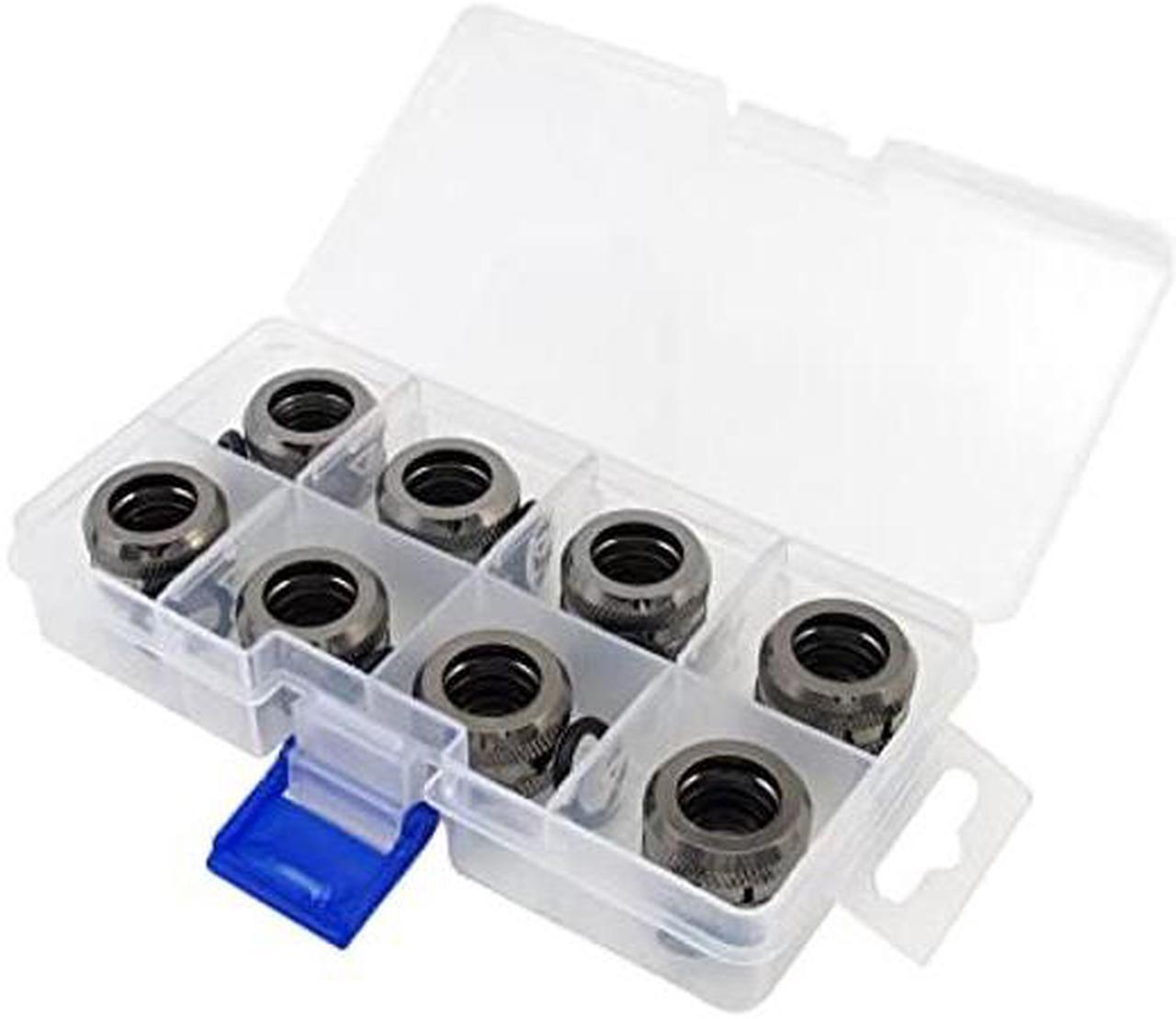 Main image of XSPC G1/4" to 10mm ID, 14mm OD Rigid Tubing Fitting, Black Chrome, 8-pack
