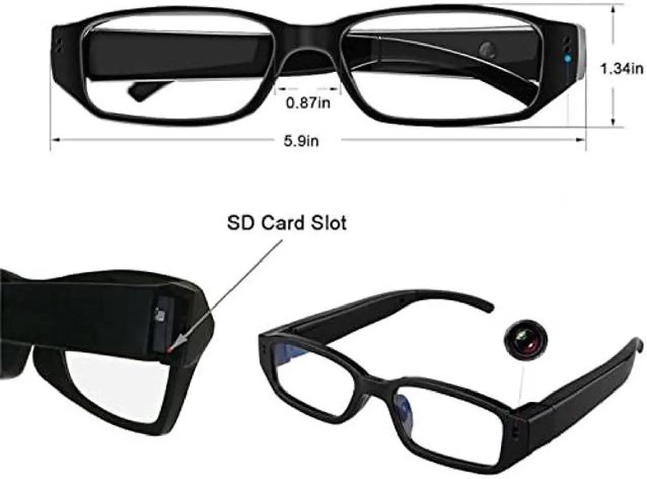 Alt view image 4 of 5 - RERBO Hidden Camera Eyeglasses HD 1080P Portable Spy Camera Support Up to 32G TF Card Fashion Action Video Recorder