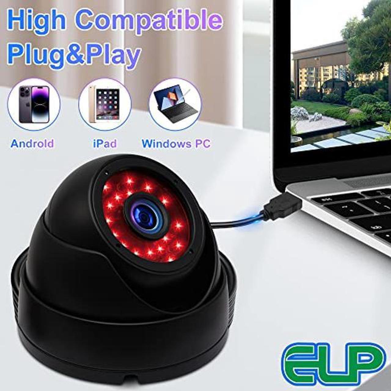 Alt view image 4 of 5 - Dome Camera 1.3 Megapixel Low Illumination Usb Webcam with CMOS AR0130 Image Sensor Waterproof Indoor Outdoor Home Taxi Web Camera,Day Night Usb with Cameras for Android Linux Windows Mac Raspberry Pi