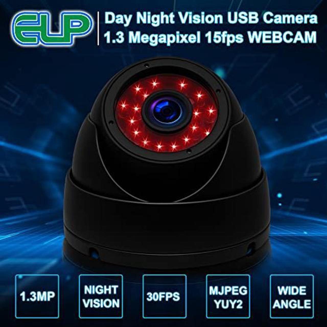 Alt view image 2 of 5 - Dome Camera 1.3 Megapixel Low Illumination Usb Webcam with CMOS AR0130 Image Sensor Waterproof Indoor Outdoor Home Taxi Web Camera,Day Night Usb with Cameras for Android Linux Windows Mac Raspberry Pi