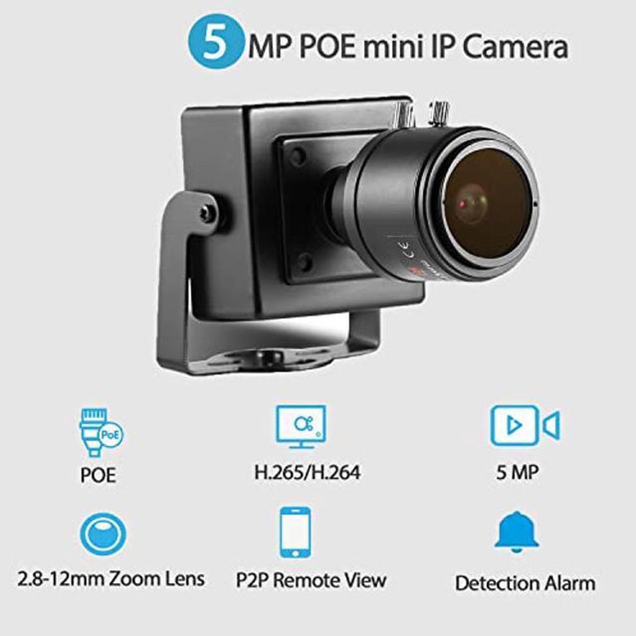 Alt view image 2 of 5 - REVODATA 5MP POE IP Mini Camera, 2880x1664P, 2.8-12mm Manual Zoom Lens, Indoor Surveillance Camera P2P H.265 CCTV,Motion Detection (I712-P-HS)