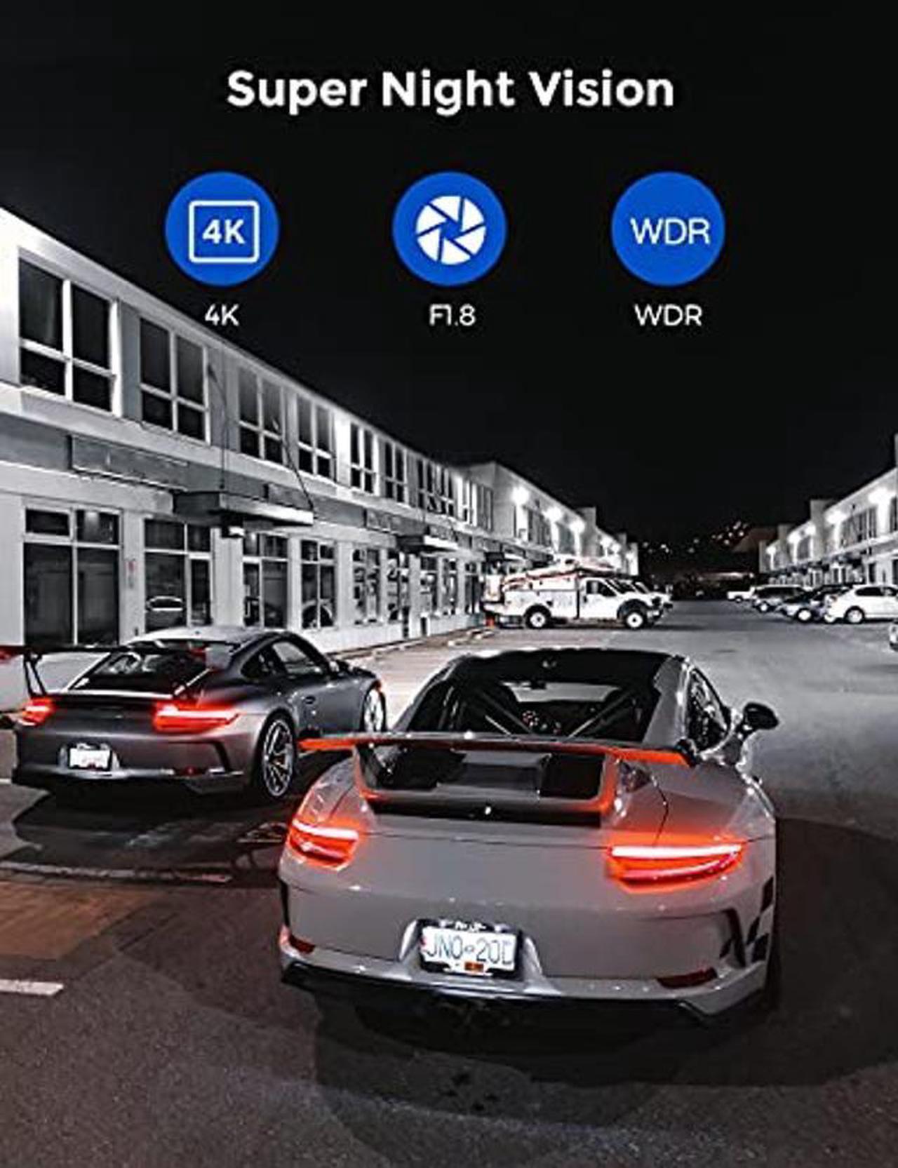 Alt view image 4 of 5 - AZDOME 4K Dual Dash Cam Front and Rear, Built-in WiFi(64G SD Card Included), External GPS, Dashboard Camera with UHD 2880 * 2160P, 3" Display, G-Sensor, 170deg FOV, WDR, Night Vision, Parking Monitor