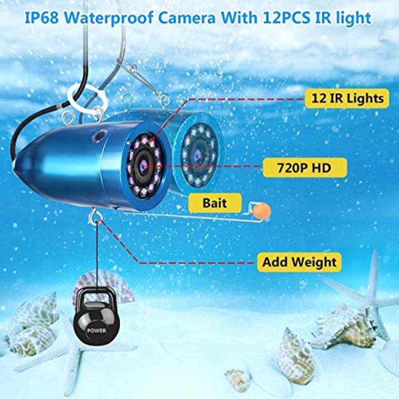 Alt view image 3 of 5 - Portable Underwater Fishing Camera with Depth Temperature Display-Waterproof HD Camera and 7'' LCD Monitor-Infrared Fish Finder-Up to 8 Hours Battery Life-Ultimate Fishing Gear (15M Cable) 1