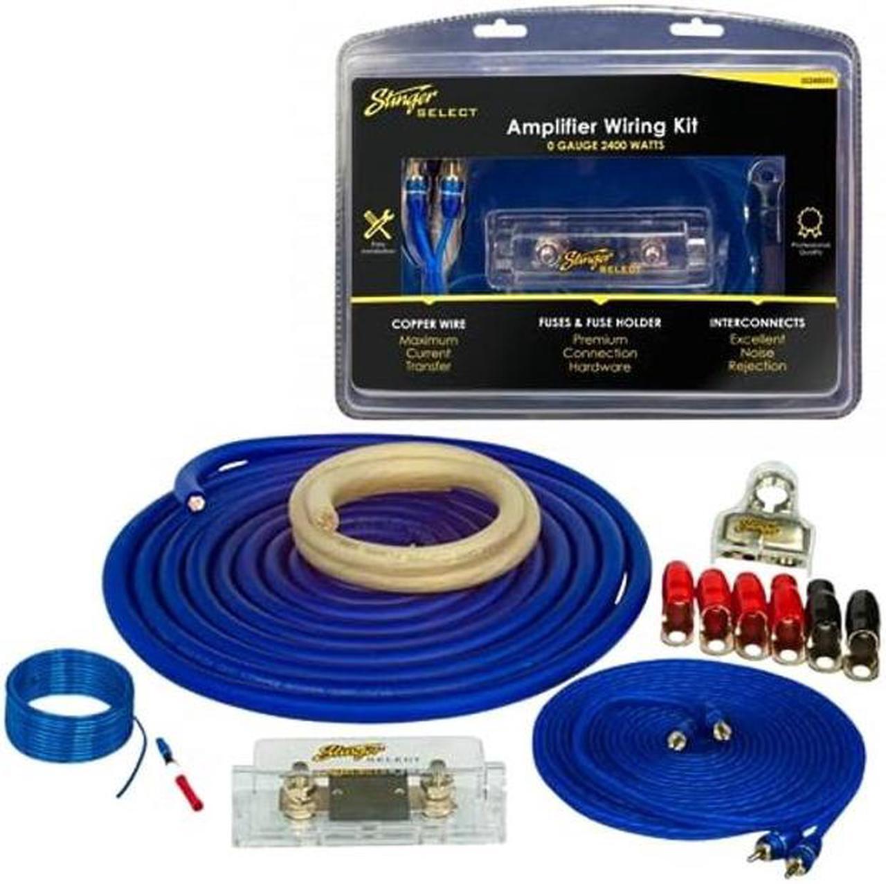 Main image of Stinger 1/0 Gauge Copper Amplifier Wiring Kit, 2400 Watt Sub Wiring Kit, Complete Amp Wiring Kit for Easy Installation (SS2400XS)