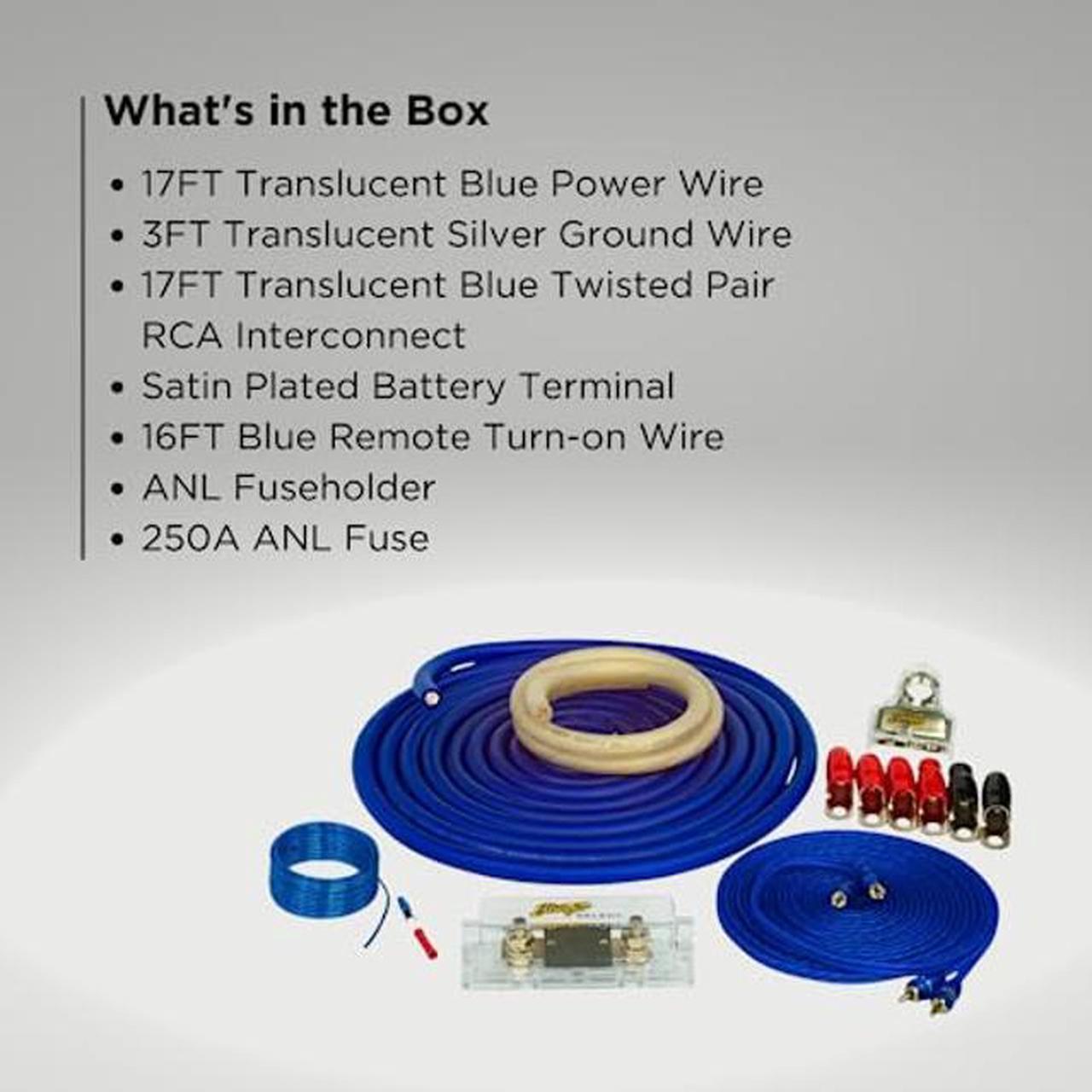 Alt view image 2 of 4 - Stinger 1/0 Gauge Copper Amplifier Wiring Kit, 2400 Watt Sub Wiring Kit, Complete Amp Wiring Kit for Easy Installation (SS2400XS)