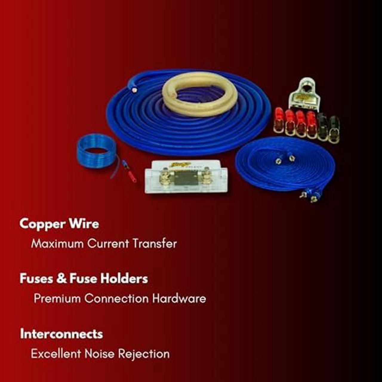 Alt view image 3 of 4 - Stinger 1/0 Gauge Copper Amplifier Wiring Kit, 2400 Watt Sub Wiring Kit, Complete Amp Wiring Kit for Easy Installation (SS2400XS)
