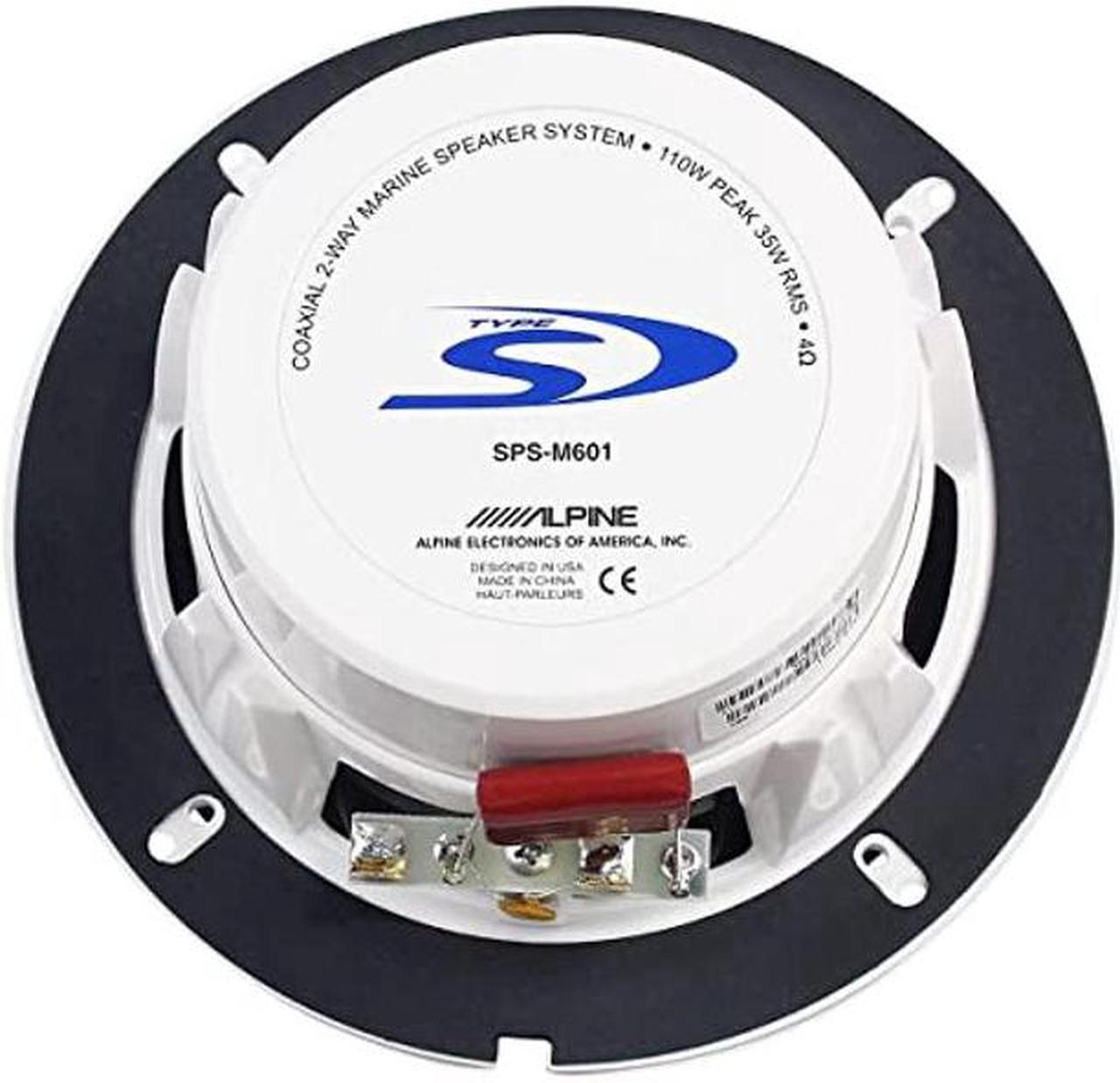 Alt view image 3 of 3 - Alpine SPS-M601 110W 6-1/2" 6.5" 2-Way Type-S Marine Coaxial Speakers - Silver
