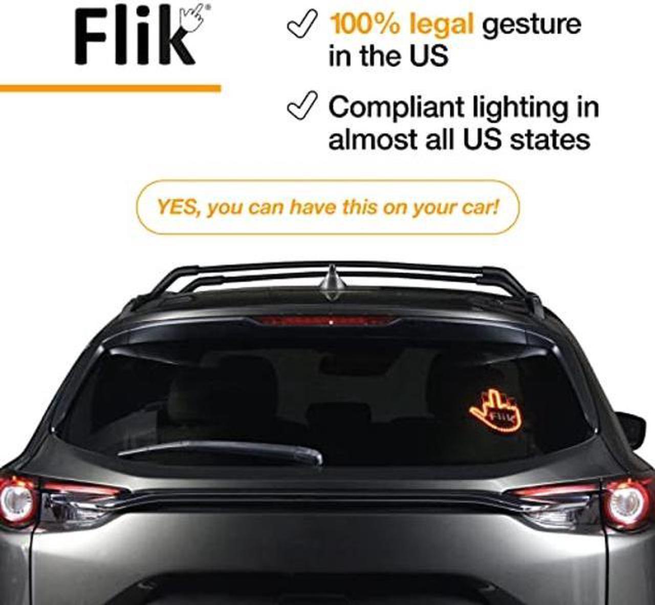 Alt view image 2 of 5 - FLIK Original Middle Finger Light - Give The Bird & Wave to Drivers - Hottest Gifted Car Accessories, Truck Accessories, Car Gadgets & Road Rage Signs for Men, Women, & Teens - Funny Back Window Sign
