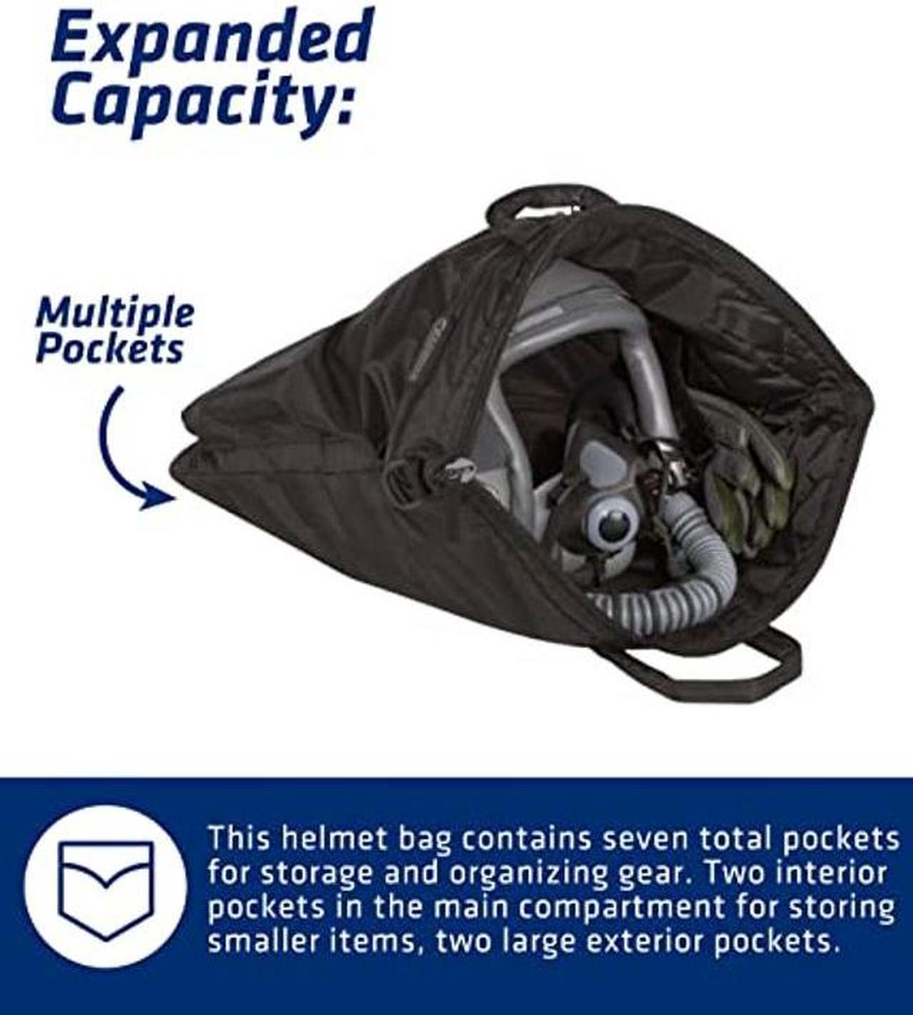 Alt view image 3 of 5 - FLYBOYS Jumbo Helmet Bag - Fits All Military-Issued & Civilian Flight Helmets - Expanded Capacity, Nylon Shoulder Bag - For Professional Pilots, General Aviation - 19.5 in X 20 in - Black
