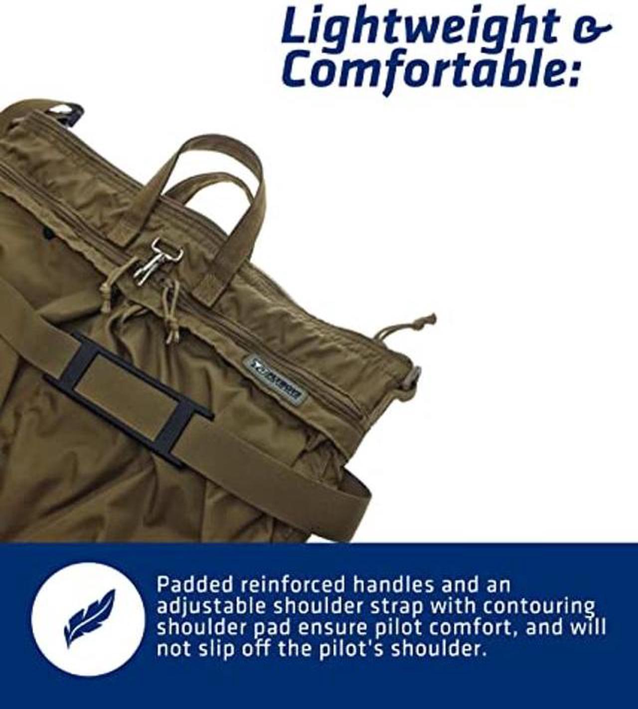 Alt view image 5 of 5 - FLYBOYS Jumbo Helmet Bag - Fits All Military-Issued & Civilian Flight Helmets - Expanded Capacity, Nylon Shoulder Bag - For Professional Pilots, General Aviation - 19.5 in X 20 in - Black