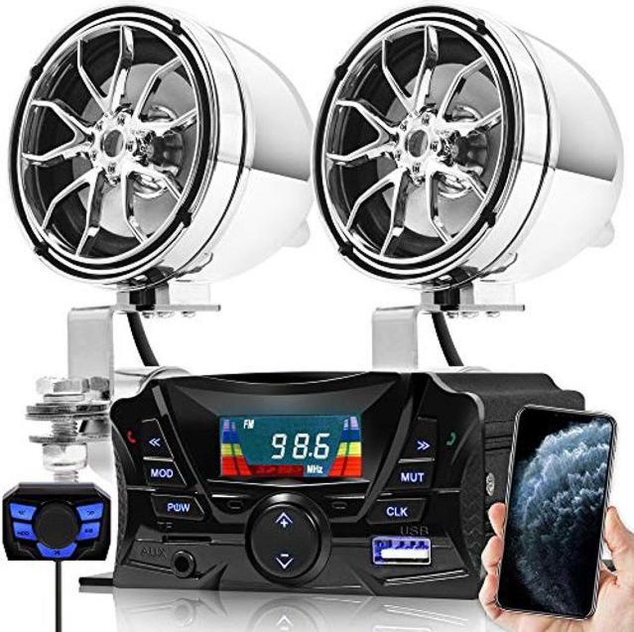 Main image of GoHawk TS3 Gen.3 Motorcycle Weatherproof Bluetooth Speakers 7/8-1.25 in. Handlebar Mount MP3 Music Player Sound Audio Stereo Amplifier System ATV UTV w/AUX, USB, Micro SD, FM Radio, 2-Speaker