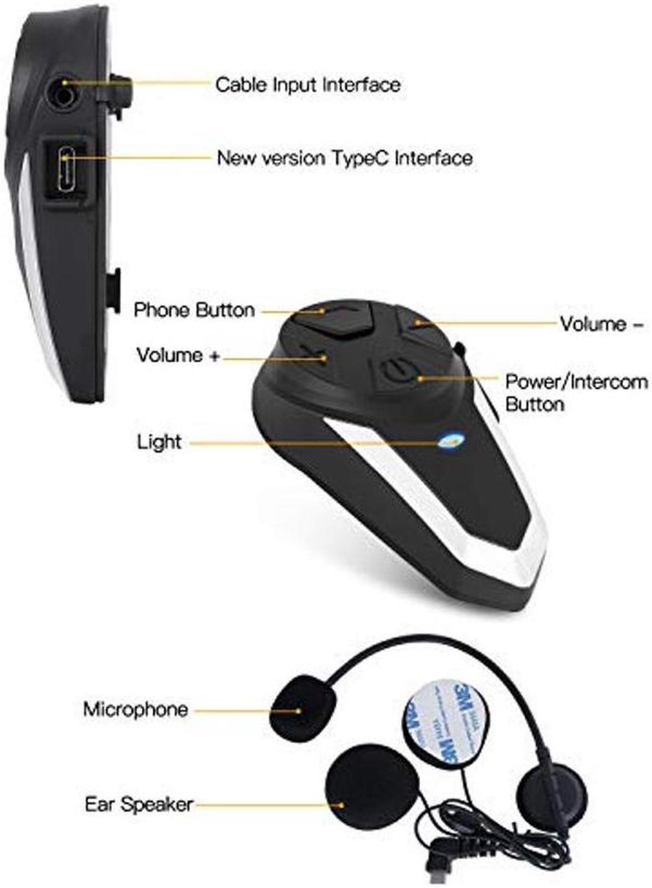 Alt view image 4 of 5 - MAXTO Motorcycle Helmet Bluetooth Headset Communication Systems kit Intercom BT-S3, Wireless Helmet Radio Microphone to 2-3 Riders 1000M, for Skiing (BT-S3 Hard Mic 1PACK)