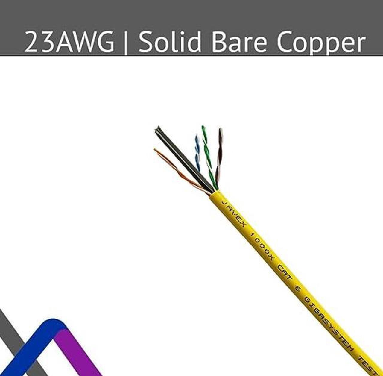 Alt view image 2 of 4 - JAVEX 23AWG CAT6 UL in-Wall Rated [500FT, Solid Pure Copper] 600MHz, ETL Listed, UTP Ethernet Bulk Cable, 500 Feet, Yellow