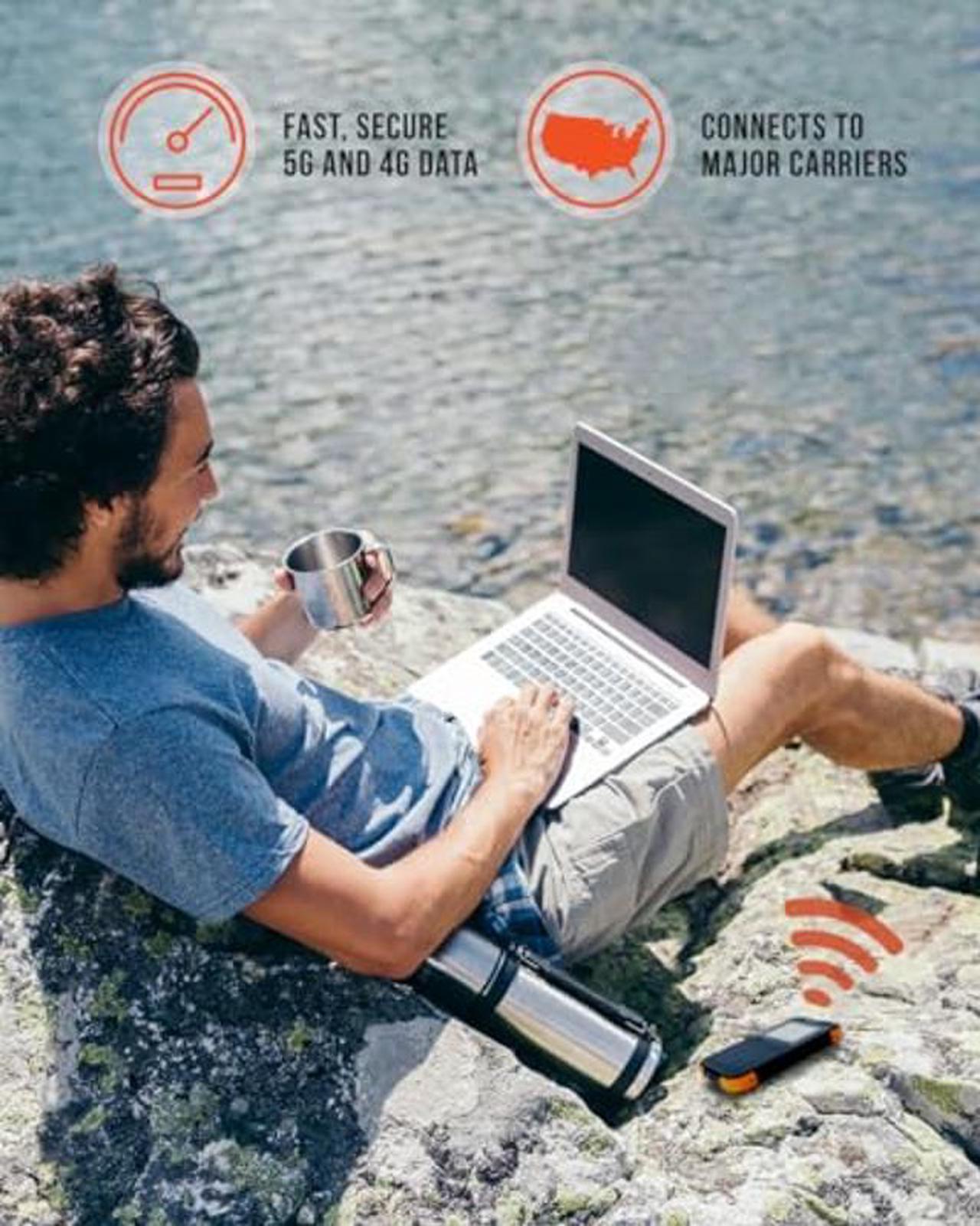 Alt view image 4 of 4 - SIMO Solis 5G WiFi Mobile Hotspot for Travel, Local and International Coverage Router, Multi-Carrier Access, No Contract or SIM Card Required, Supports 16 Connected Devices, Lifetime Data Included