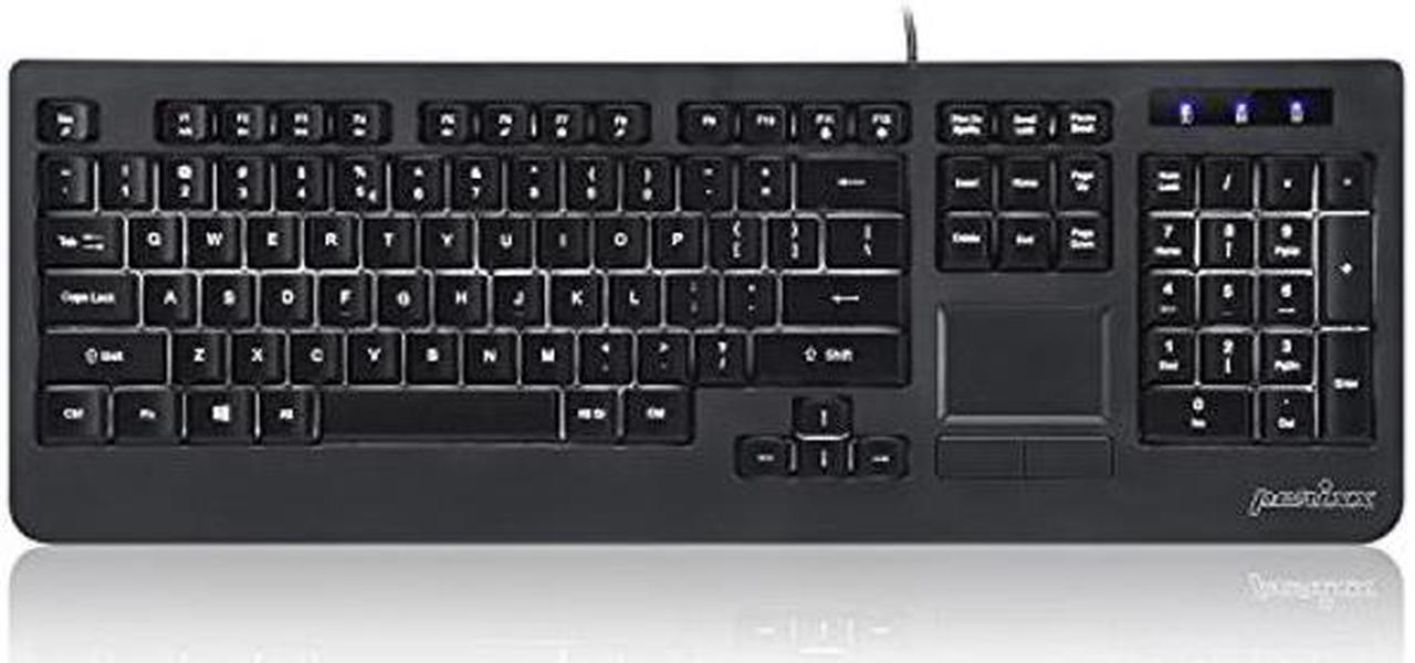 Perixx Periboard-313 Wired USB Backlit Keyboard with Touchpad, Full Size Layout, 3 Level LED Backlit Design, Black, US English Layout (11445)