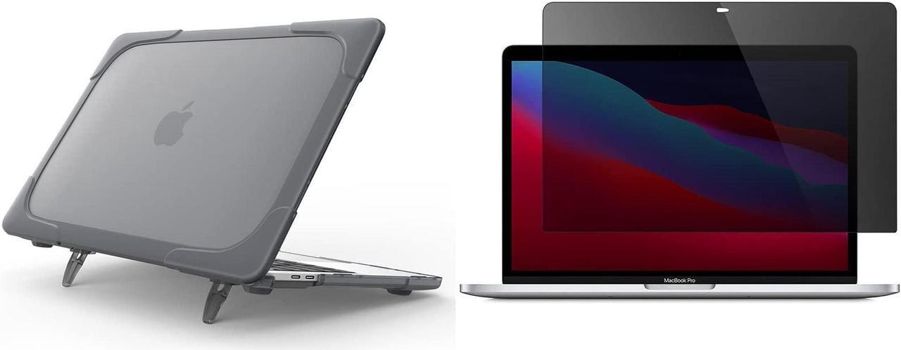 Main image of ProCase Heavy Duty Hard Shell Cover for MacBook Air 13 Inch 2020 2019 2018 Release Bundle with Privacy Screen Protector for MacBook Air 13 / Pro 13