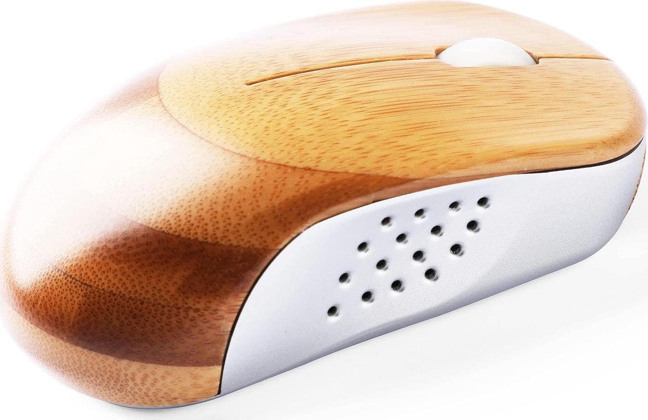 Main image of Icemouse Wireless Computer Mouse, Rechargeable Bamboo Wireless Mouse 2.4GHz Optical Silent Mouse with USB Receiver and 4 Adjustable DPIs, for Laptop,