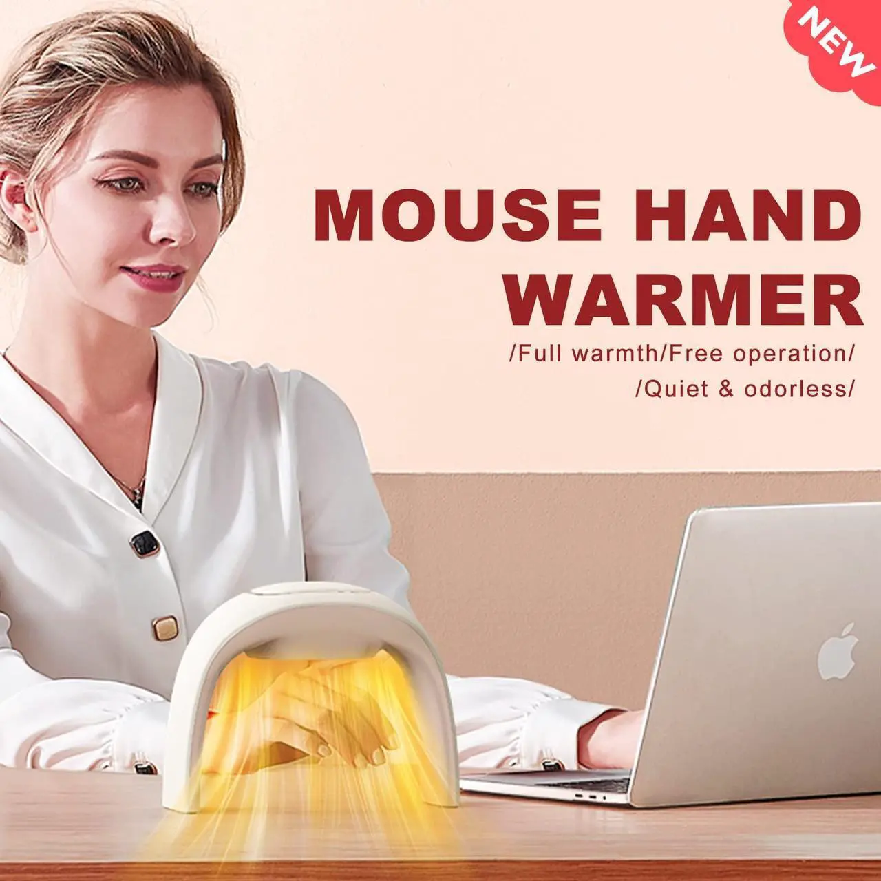 Alt view image 5 of 5 - Nauttxon Heated Mouse Pad Hand Warmer Super Quiet, 110v 100w Desk Mouse Pad Hand Warmer, Personal Desk Heater Energy Efficient Ceramic Office with Thermostat Low Wattage - White