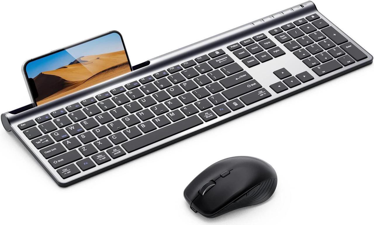 Main image of Wireless Keyboard and Mouse Combo, Samsers Ultra Slim Rechargeable Dual-Mode (Bluetooth 5.0x2 +2.4G) Silent Keyboard and Mouse Set, Multi-Device Full-Size Compact Design for MacOS/iOS/Android/Windows