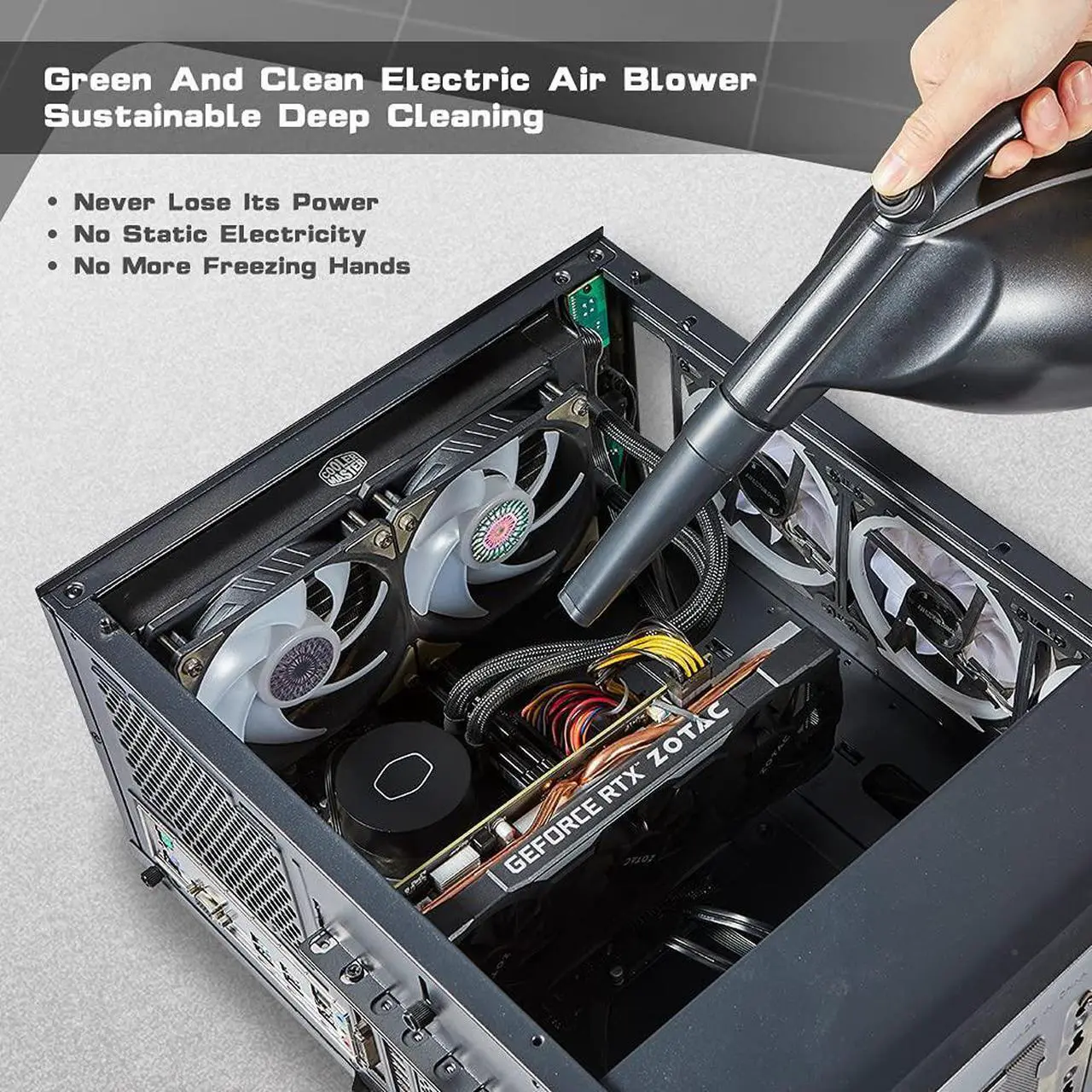 Alt view image 2 of 5 - SIN SHINE - Compressed Air 3.0- Multi-Use Electric Air Duster for Cleaning Dust, Hairs, Crumbs, Scraps for Laptop, Computer, Replaces Compressed Air Cans (AD01-Black)
