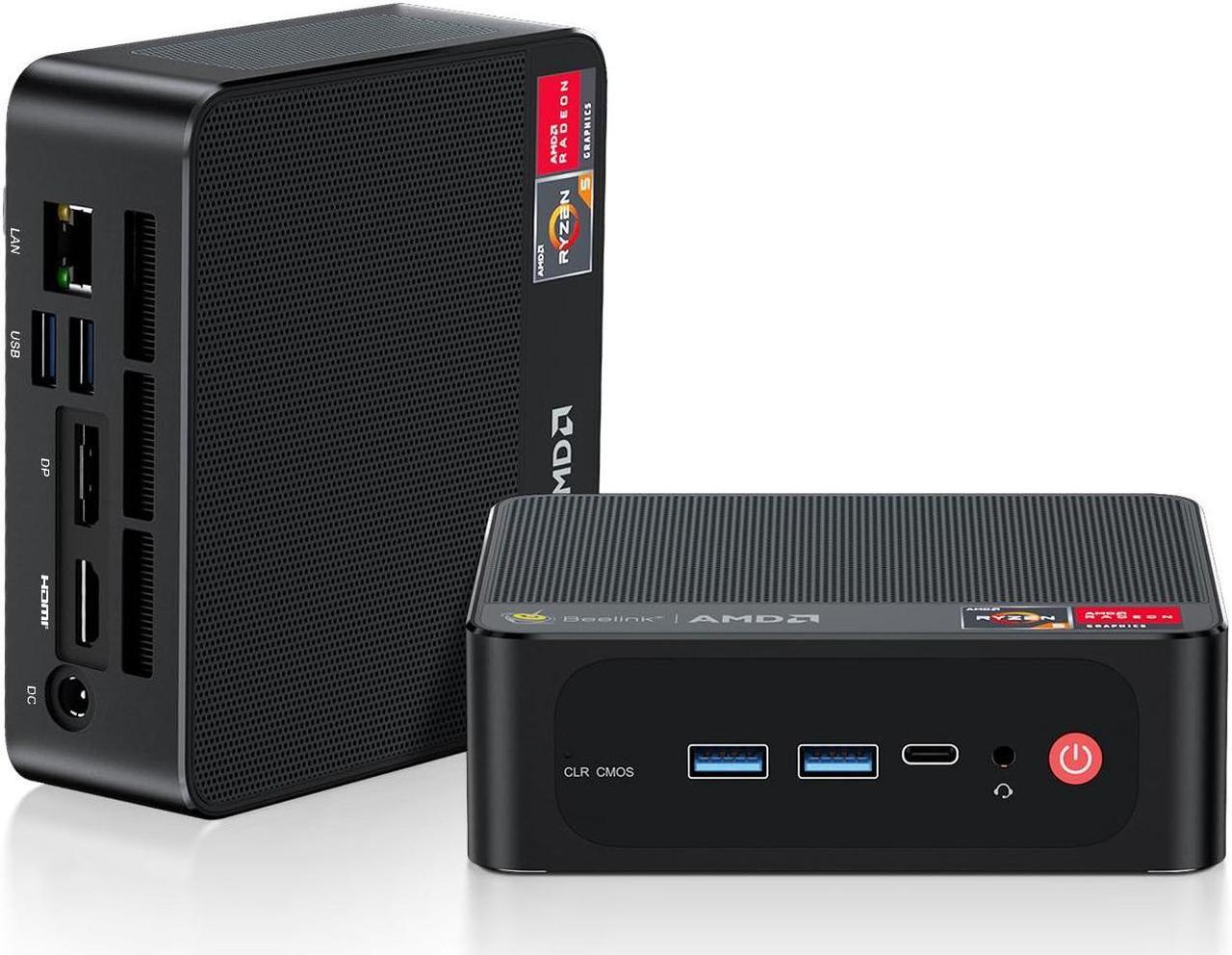 Main image of Beelink SER5 Pro Mini PC, AMD Ryzen 7 5800H (8C/16T, up to 4.4GHz), 32GB DDR4 RAM 500GB PCle3.0 SSD, Mini Desktop Computer Support 4K@60Hz Triple Display, WiFi6, BT5.2, DP+HDMI, Auto Power On