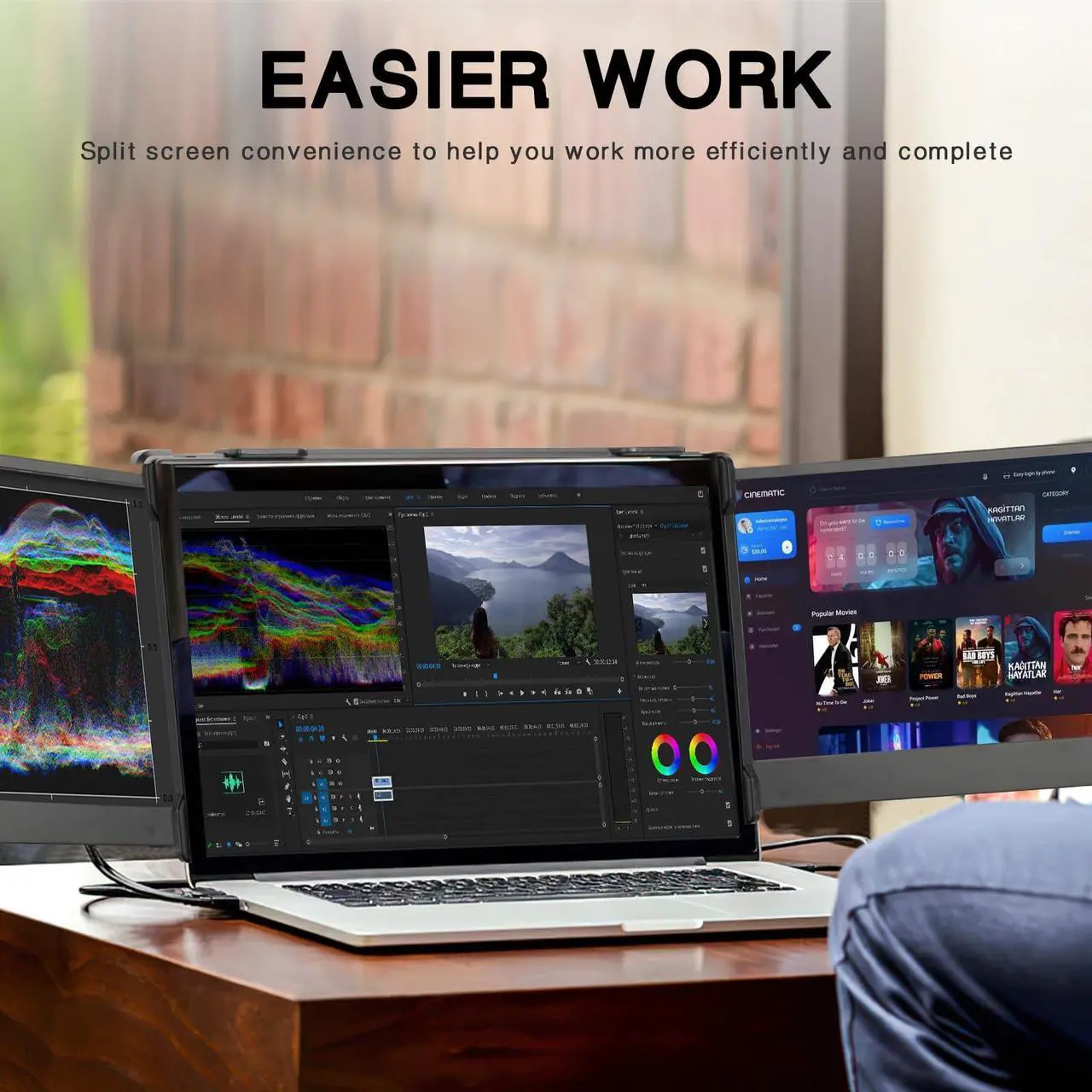 Alt view image 3 of 5 - XYTEC 11.6" Laptop Screen Extender, 1080P FHD IPS Triple Portable Monitor for Laptop, HDMI/USB A/Type C Plug and Play Laptop Monitor Extender for 13-17.3" Laptops (Mac/Windows/Android/Switch)