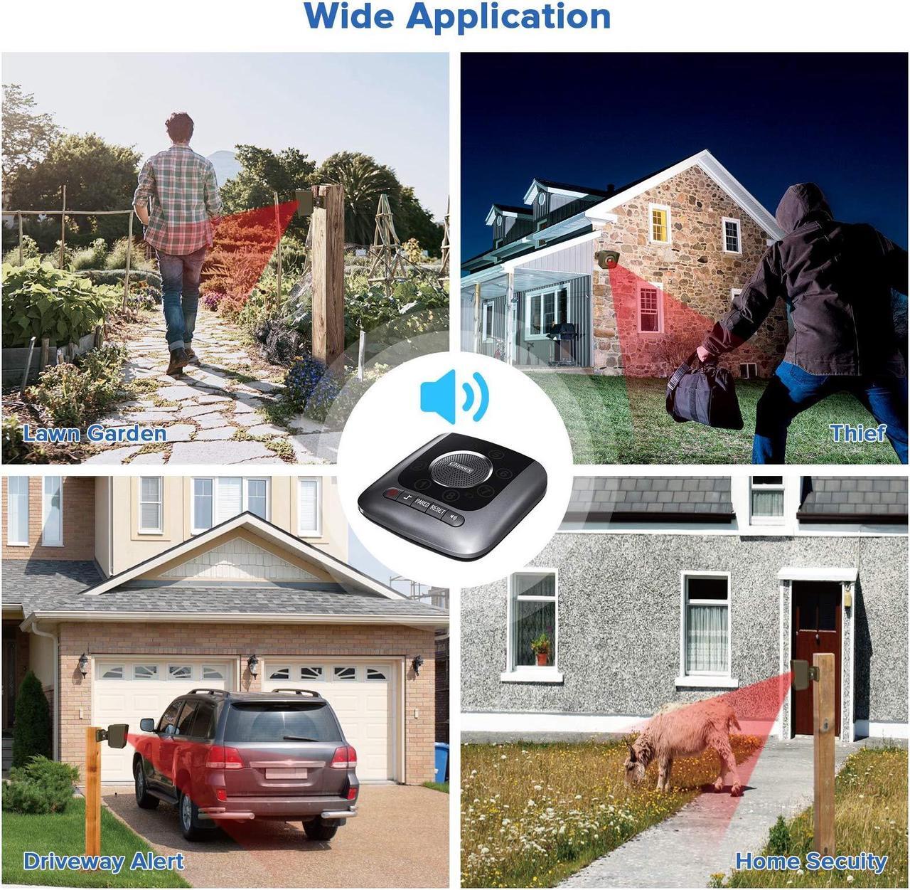 Alt view image 2 of 5 - Chtoocy Solar Driveway Alarm Wireless Outside Long Range 3000 ft Weatherproof Outdoor Perimeter Gate Alarm System Moiton Sensor Alert & Detector Driveway Alert System with Rechargeable Battery