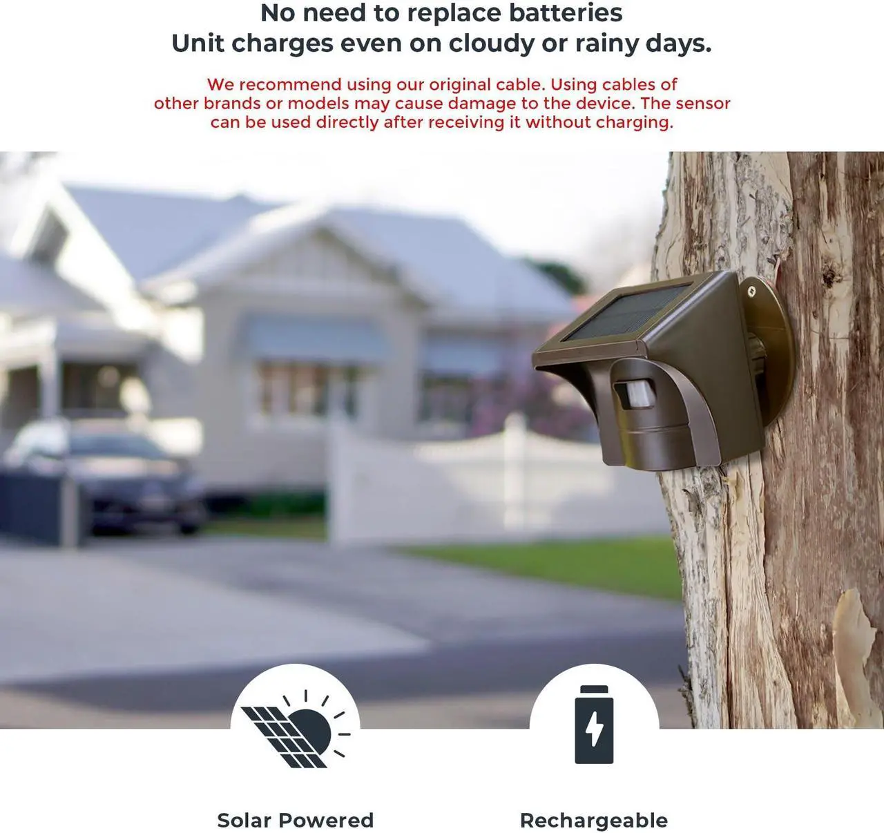 Alt view image 2 of 5 - eMACROS Long Range Solar Wireless Driveway Alarm Outdoor Weather Resistant Motion Sensor & Detector-Security Alert System-Monitor & Protect Outside Property