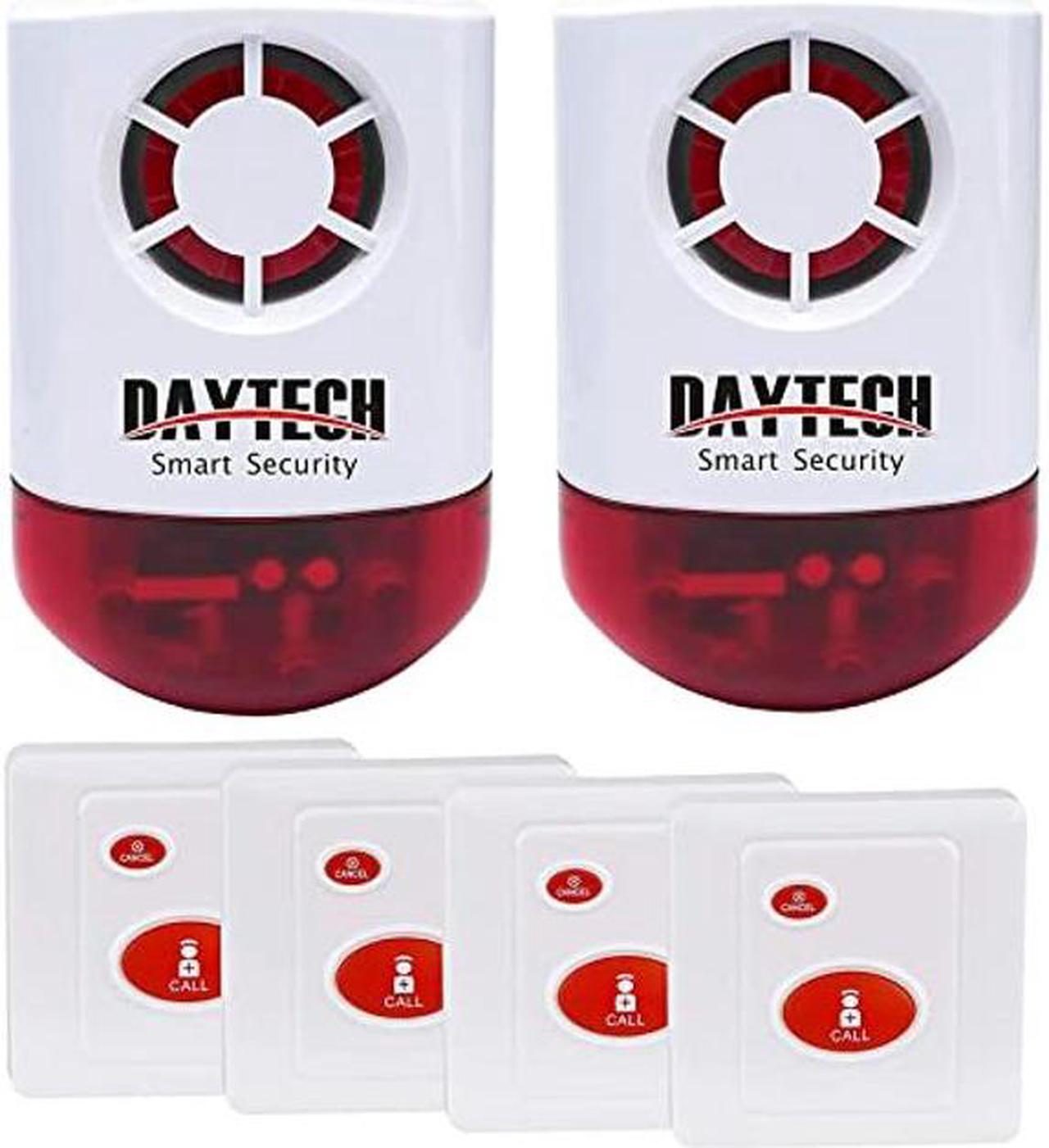 Main image of Daytech Strobe Siren Panic Alarm Button Siren Alarm with Light for Home Caring Loud Outdoor SOS Alert System 2 Red Flashing Siren and 4 Emergency Button for Store Hotel Jewelry Shop Security