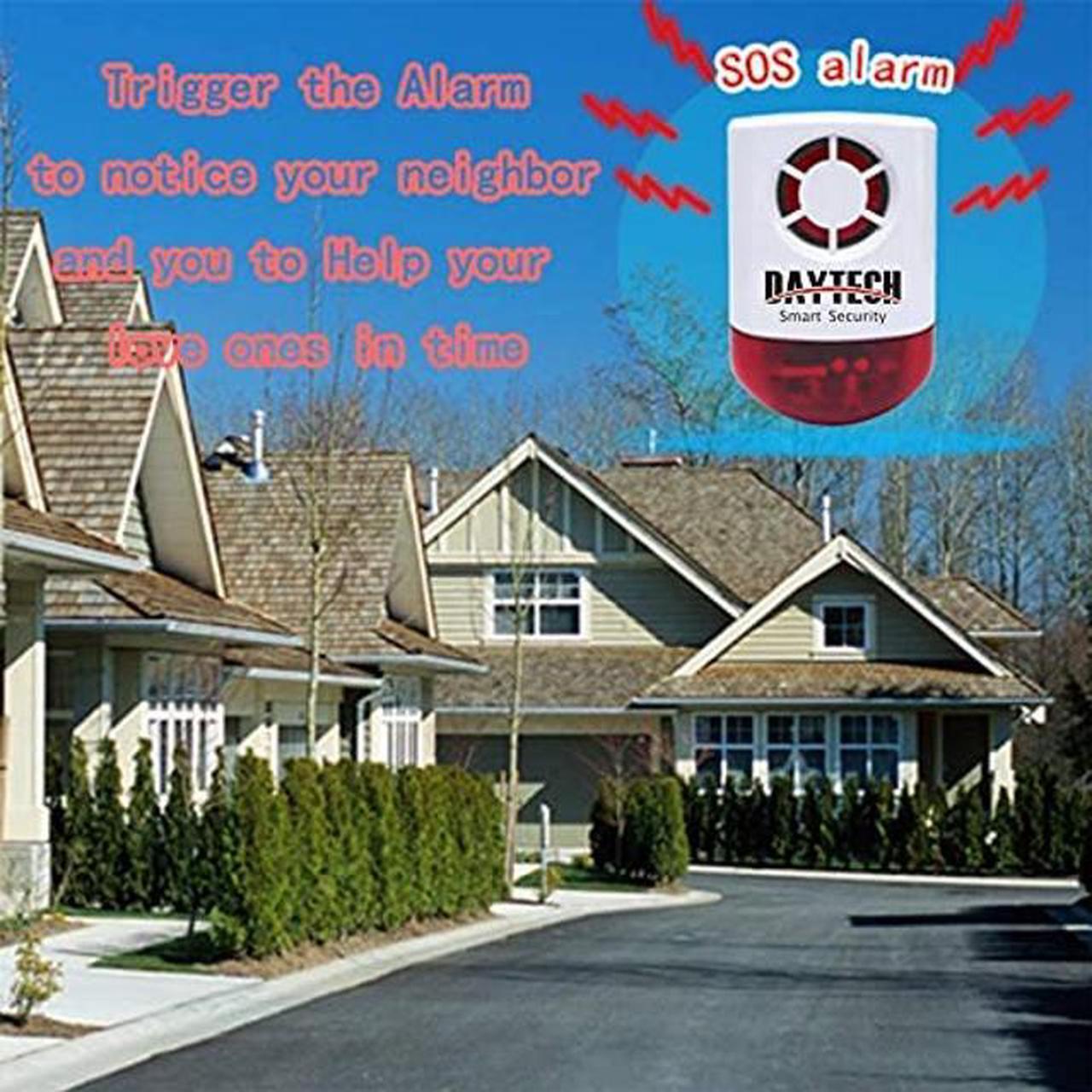 Alt view image 2 of 5 - Daytech Strobe Siren Panic Alarm Button Siren Alarm with Light for Home Caring Loud Outdoor SOS Alert System 2 Red Flashing Siren and 4 Emergency Button for Store Hotel Jewelry Shop Security