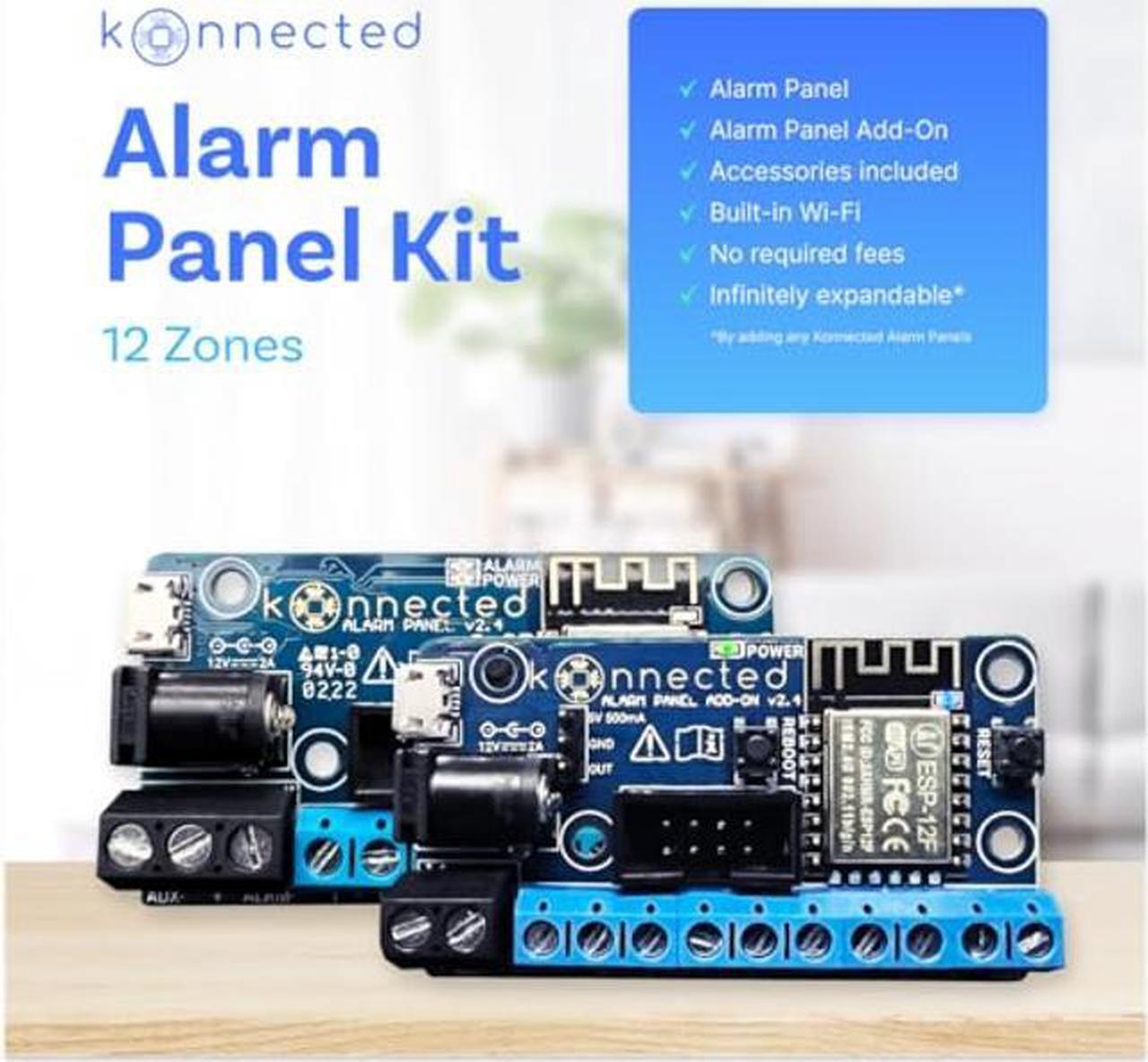 Alt view image 4 of 5 - 12-Zone Wired Smart Alarm Panel Kit - Konnected Alarm Panel - Make Wired Alarm System Smart - SmartThings, Alexa, Home Assistant - No Batteries or Monthly Fees - Wi-Fi Connection - Essentials Included