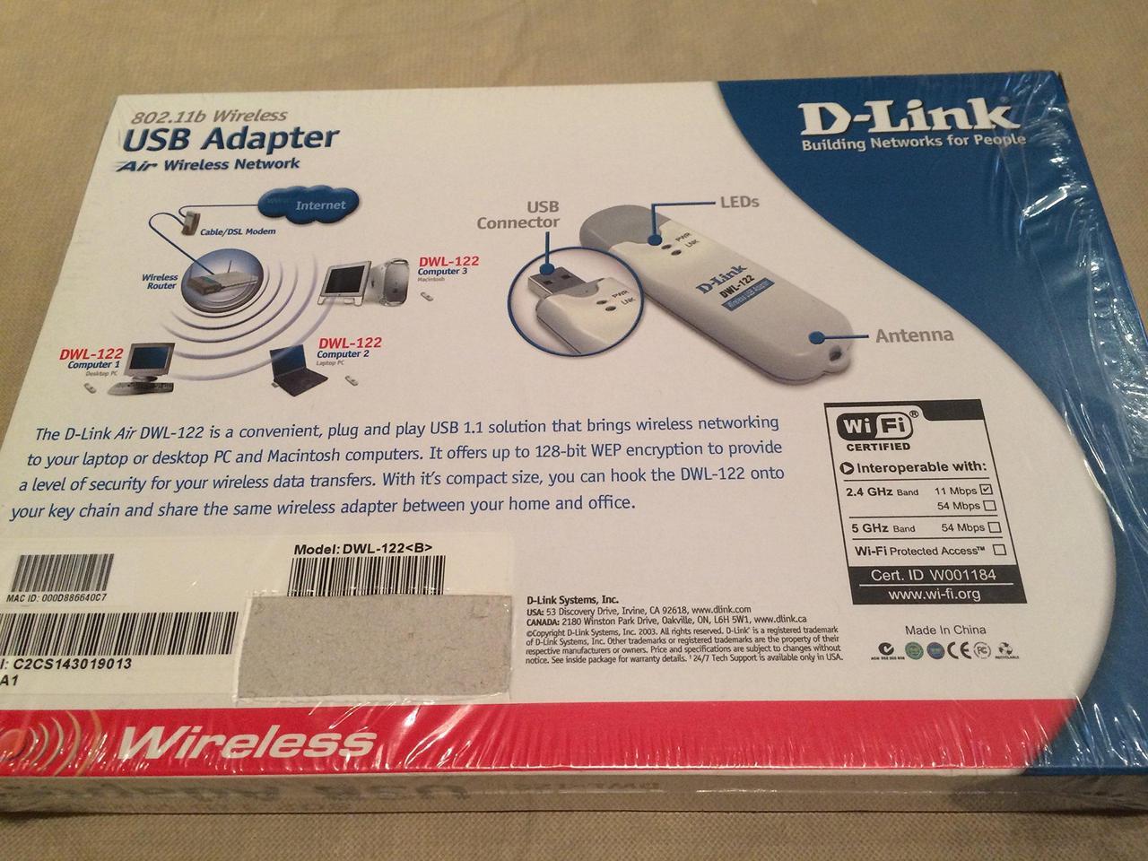 Alt view image 2 of 3 - D-Link DWL-122 802.11b 11 Mbps USB Adapter