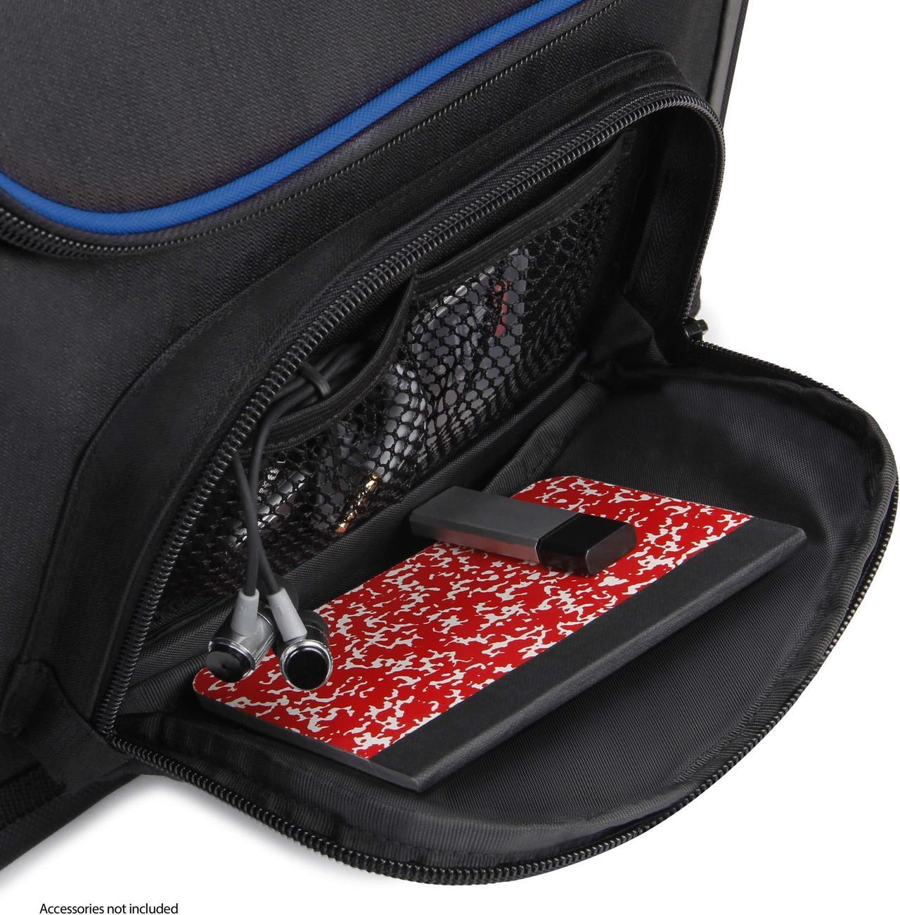 Alt view image 4 of 5 - USA Gear Tablet Bag Compatible with 11.5 Inch Tablets, Samsung Galaxy Tab S6 Lite, Galaxy A9, Wireless Keyboards, Pens, and More Tablet Accessories - Shoulder Strap, Water Resistant Exterior (Blue)
